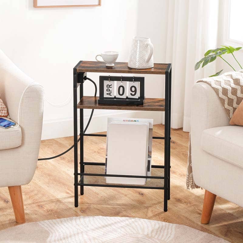hoobro-side-tables-table-d-appoint-marron-avec-chargeur image 5