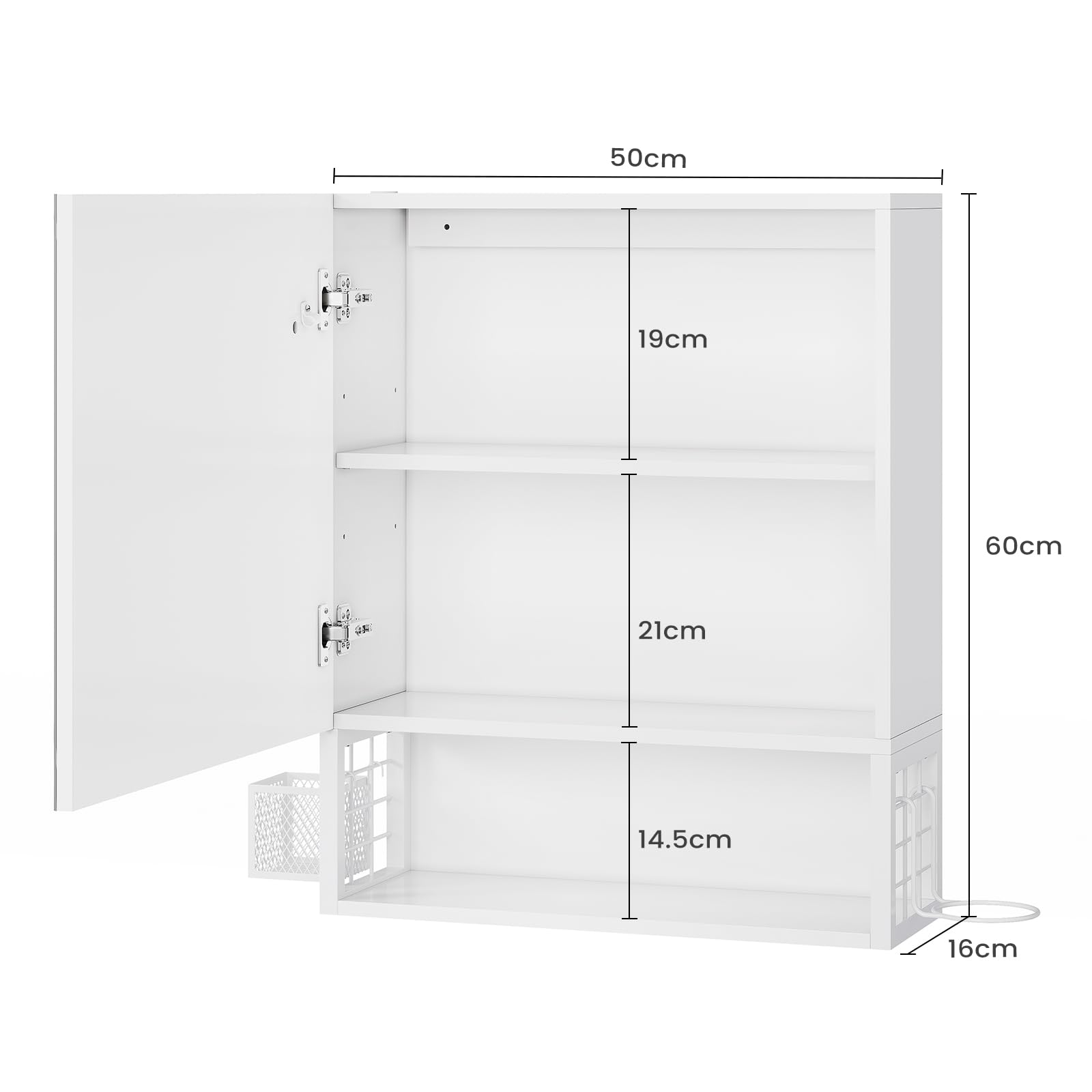 forabamb-armoire-miroir-led-50x16x60cm-blanche-2-portes image 2