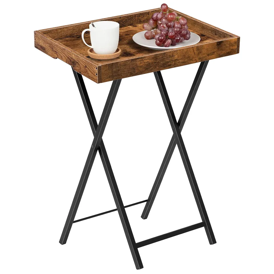 hoobro-tv-tray-tables-table-d-appoint-marron-plateau-amovible image 1