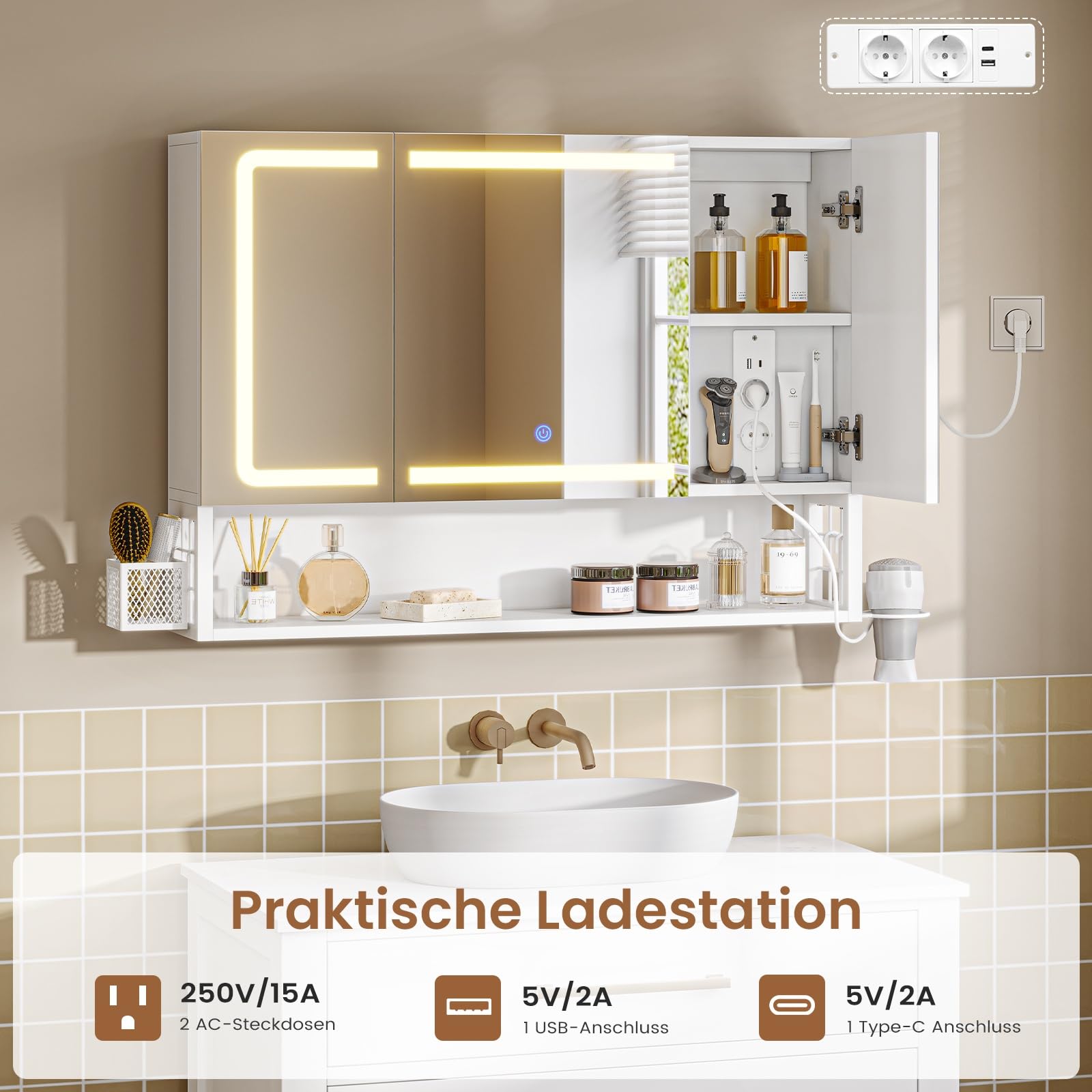 forabamb-armoires-murales-armoire-miroir-led-80-cm-blanc-prises image 5