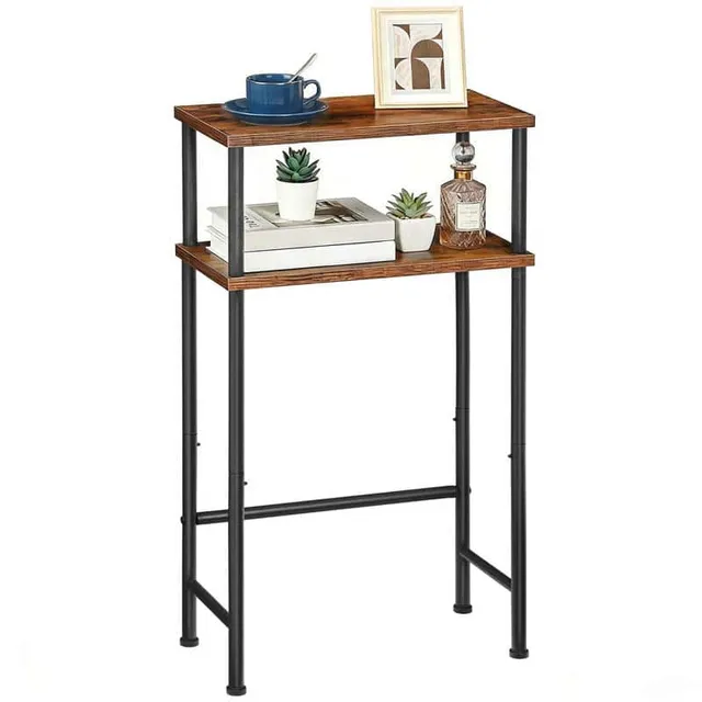 hoobro-console-table-console-troite-marron-40-cm-2-niveaux image 1
