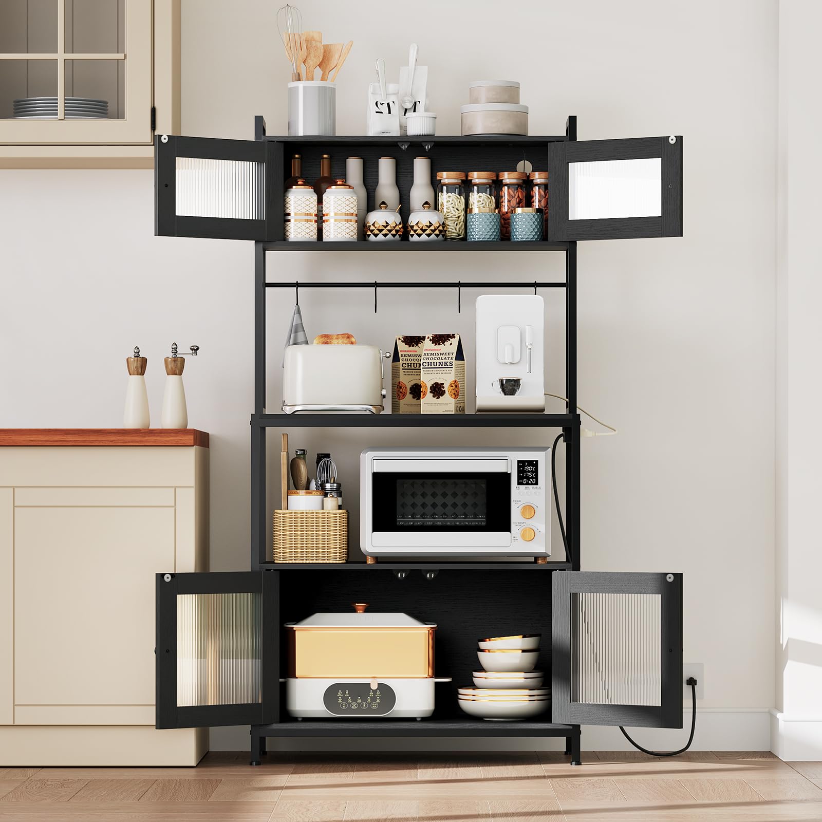 hoobro-kitchen-desserte-cuisine-noire-5-niveaux-led image 6