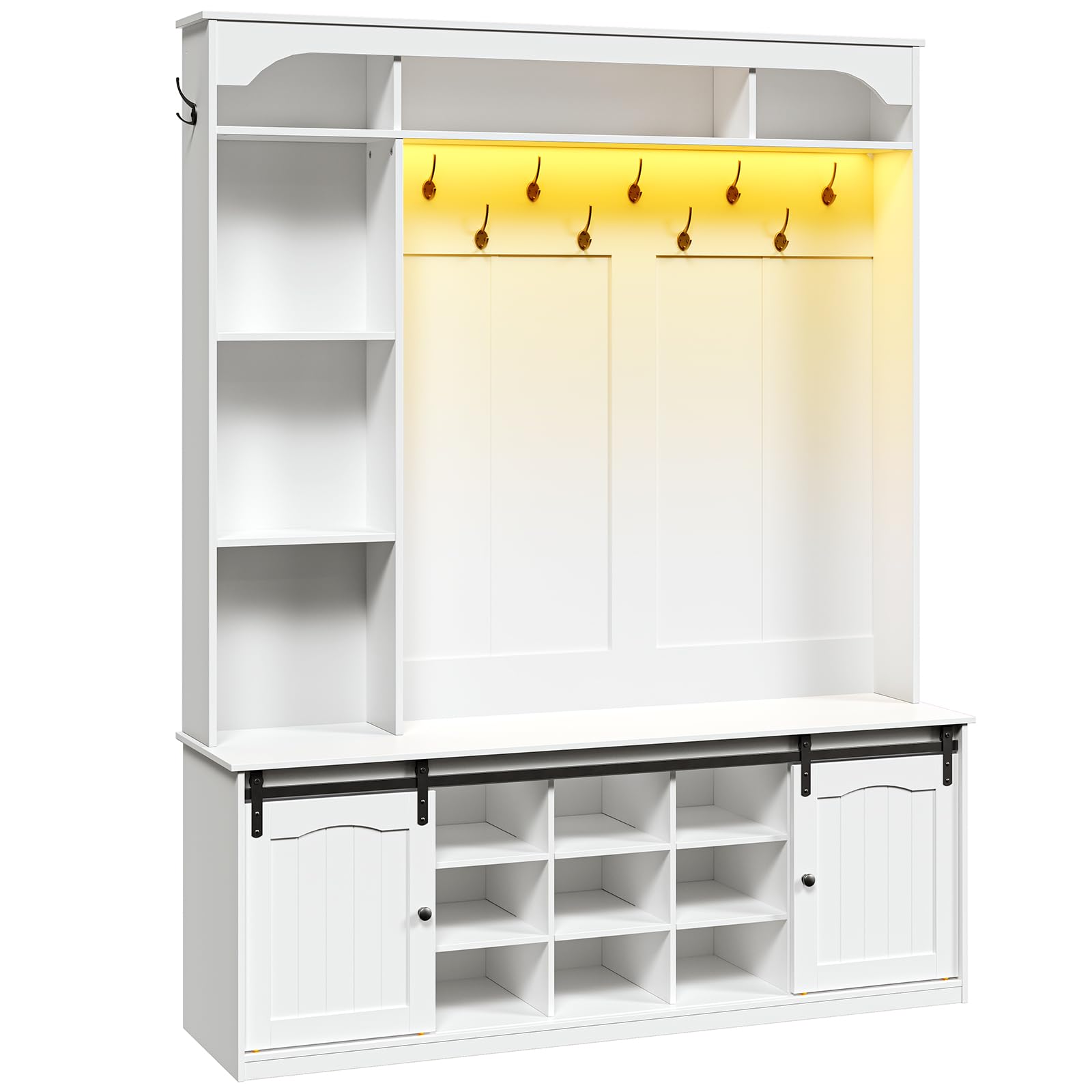hoobro-hall-trees-vestiaire-entr-e-blanc-led-avec-banc image 3