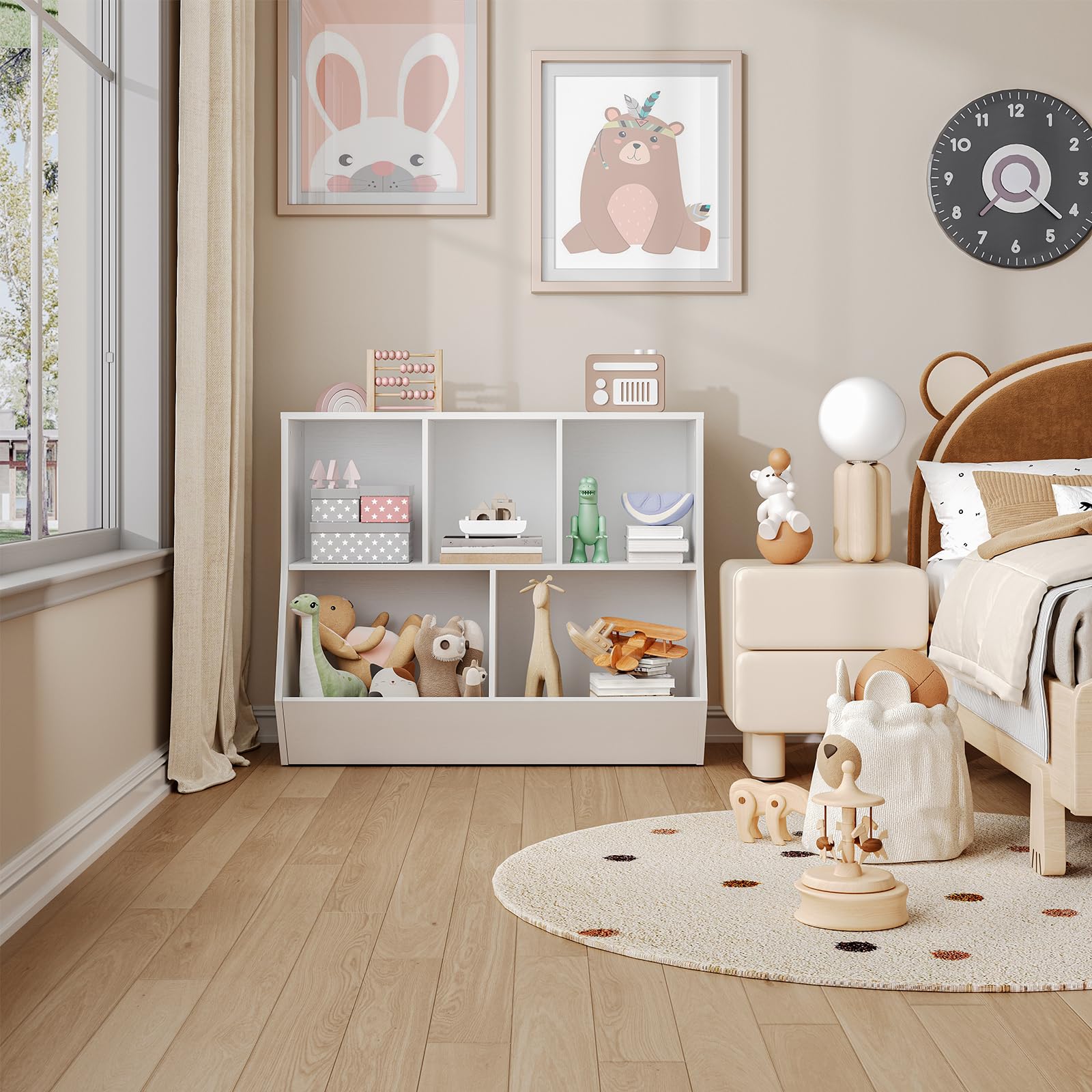 hoobro-kid-s-furniture-organisateur-jouets-90-cm-blanc-livres image 6