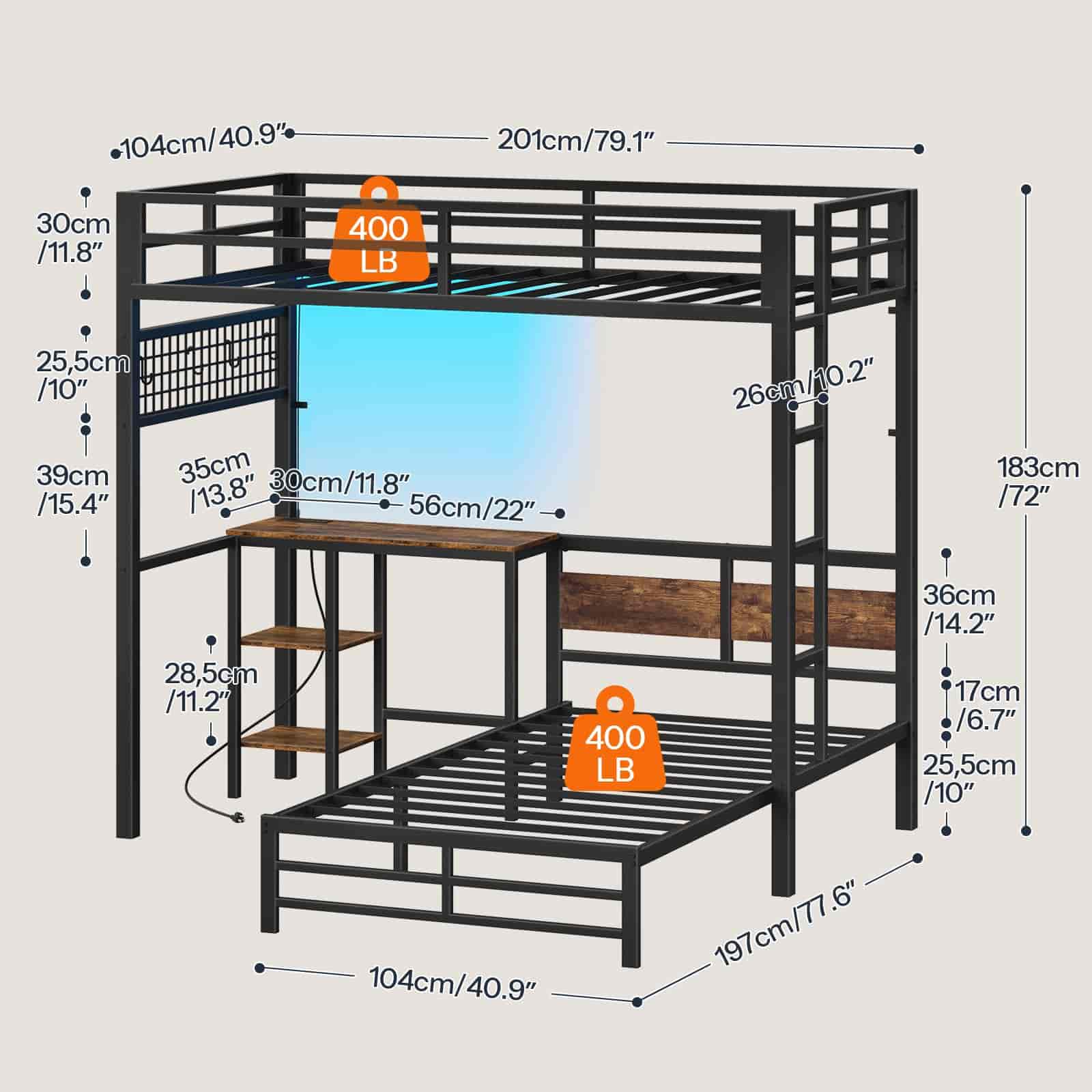 hoobro-lit-superpos-m-tal-marron-bureau-led-prises image 3