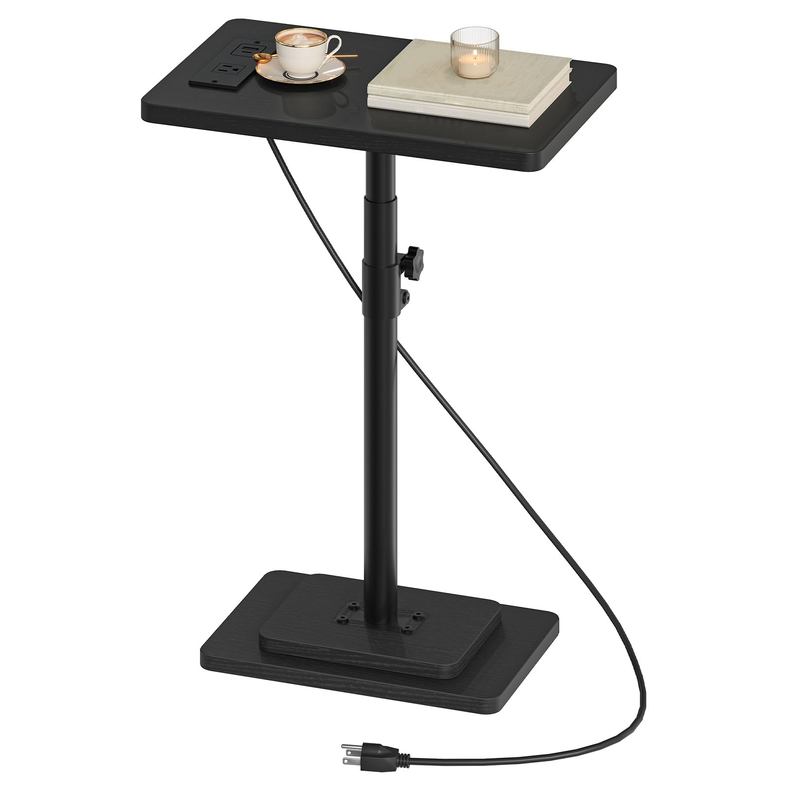 hoobro-bb425ubz01-table-d-appoint-noire-hauteur-r-glable-prise image 1