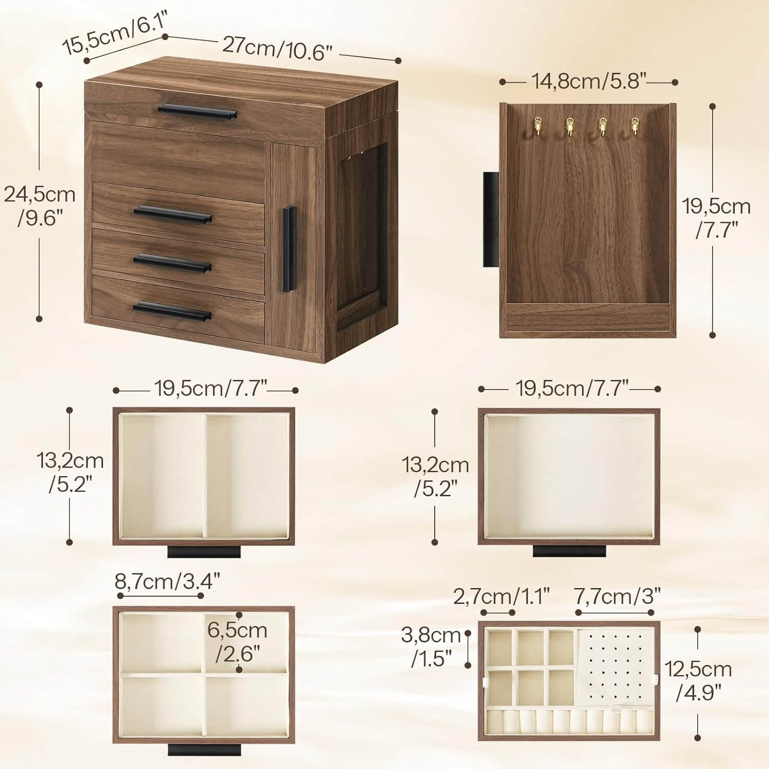 hoobro-jewelry-boxes-bo-te-bijoux-bois-noyer-miroir image 4