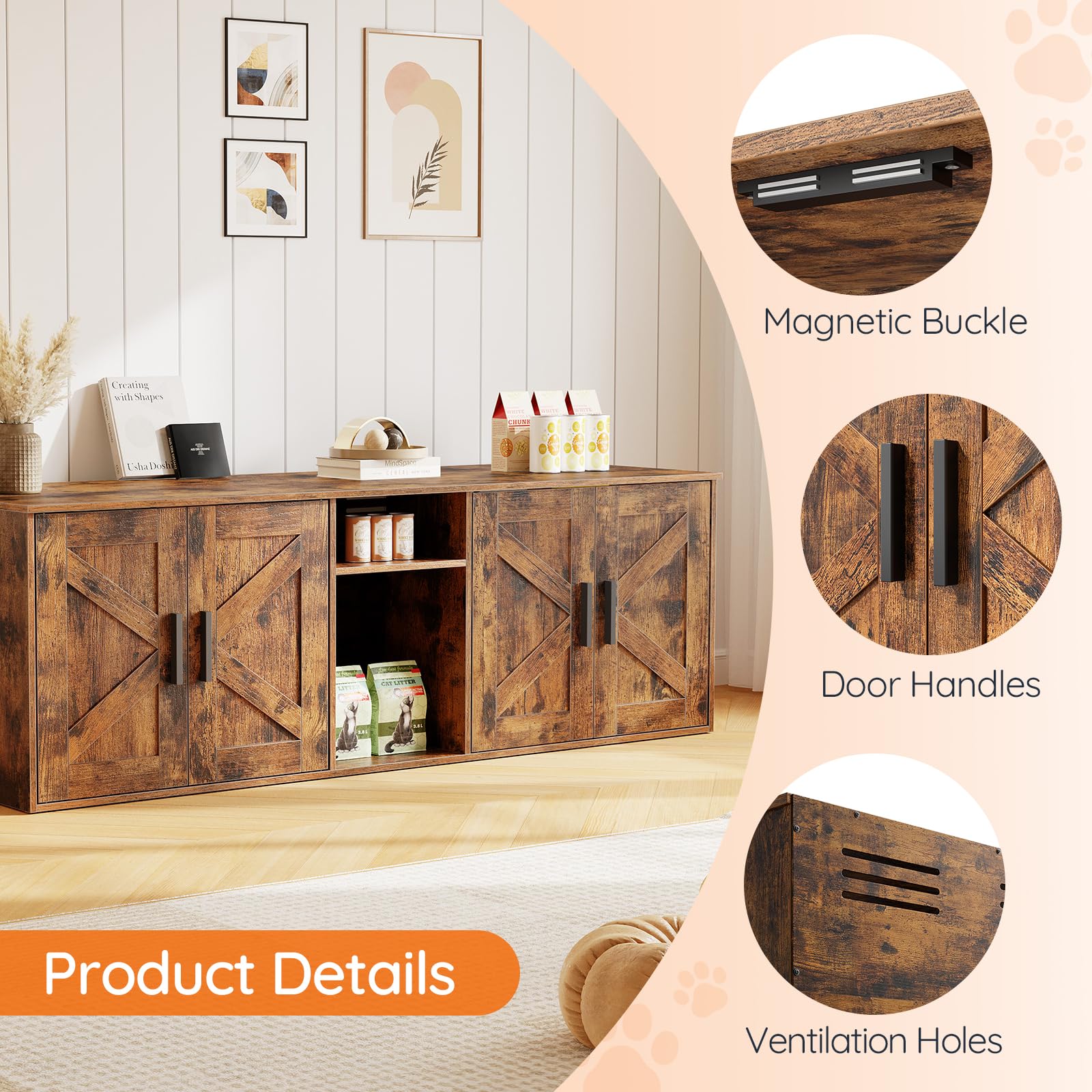 hoobro-pet-furniture-meuble-liti-re-double-marron-2-bacs image 6