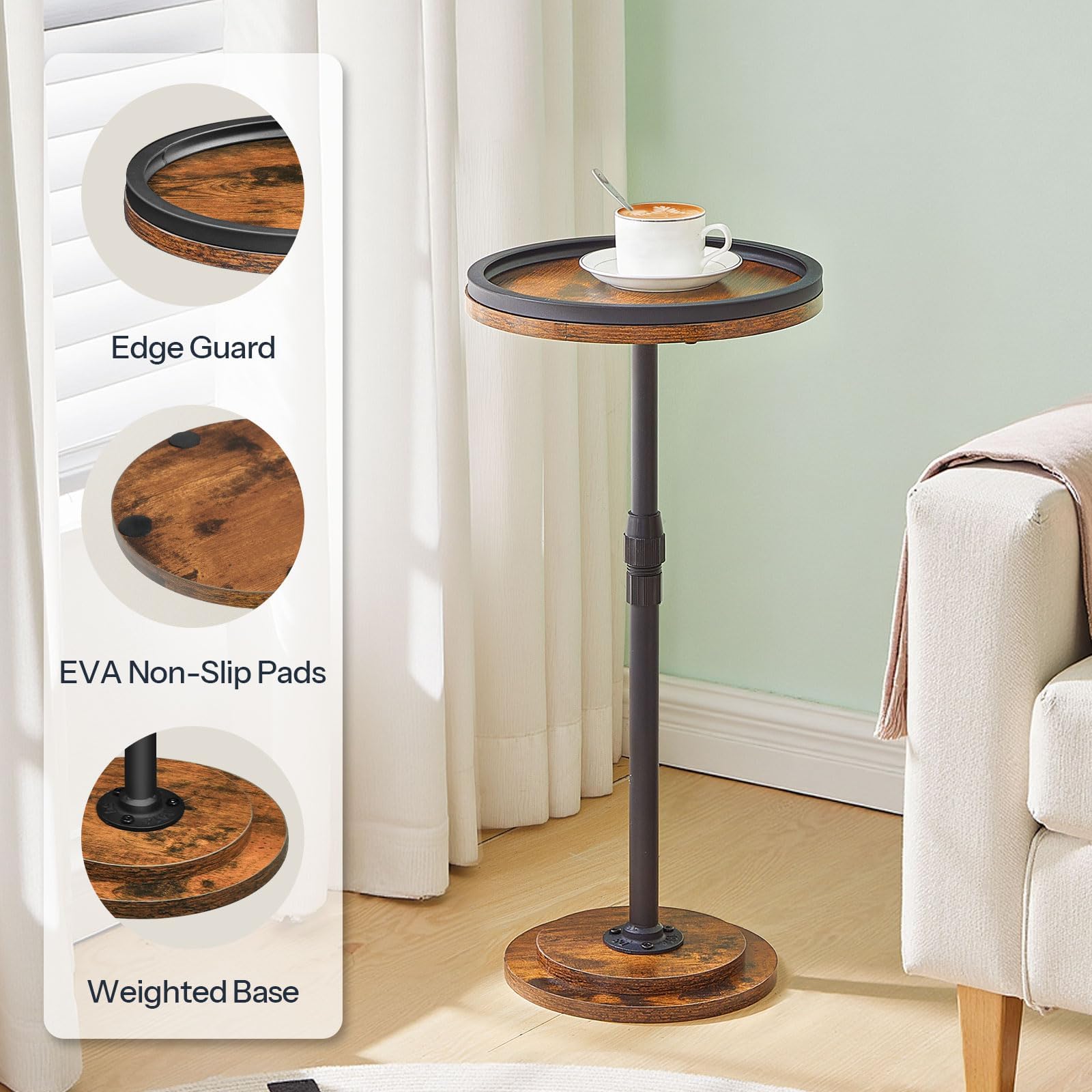 hoobro-side-tables-table-d-appoint-ronde-marron-hauteur-r-glable image 8