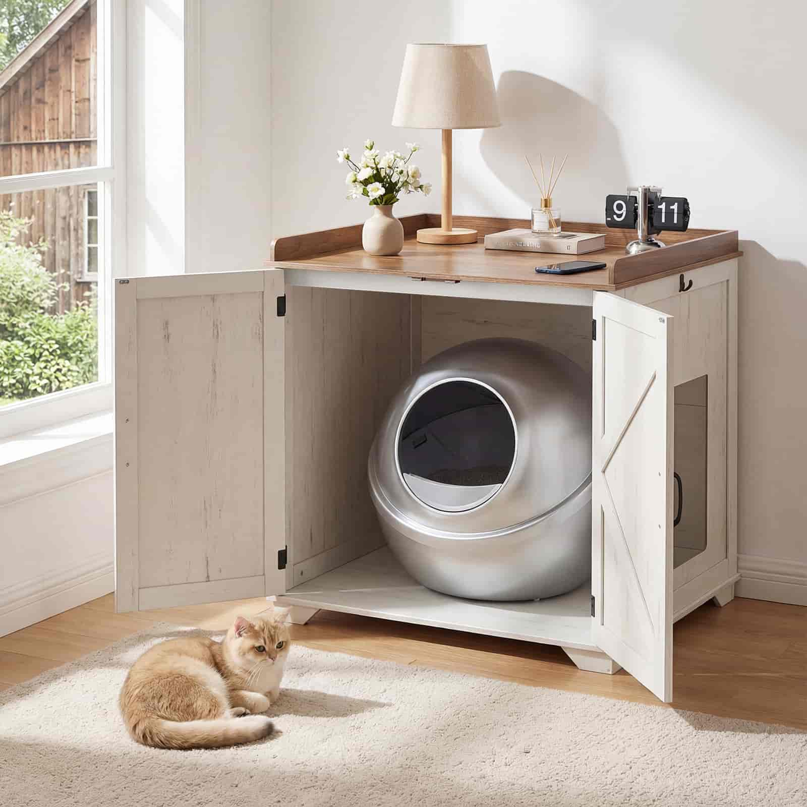 hoobro-pet-furniture-meuble-liti-re-automatique-blanc-prises image 7