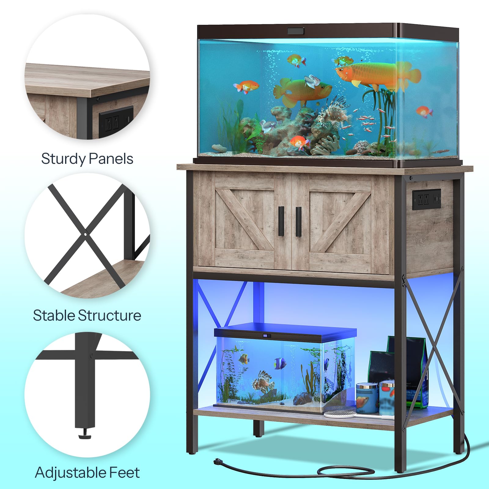 hoobro-meuble-aquarium-20-gallons-greige-avec-led-et-prise image 6