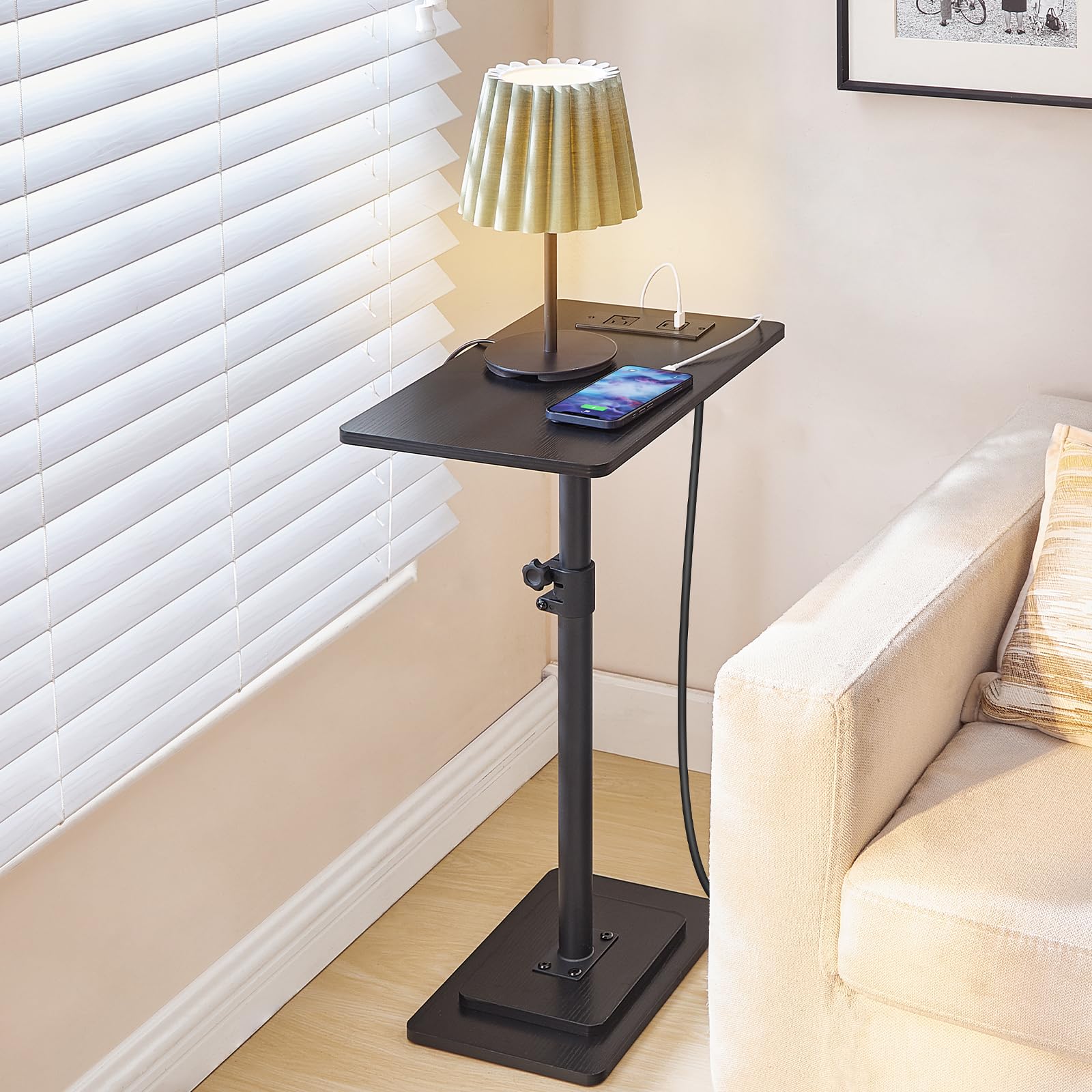 hoobro-bb425ubz01-table-d-appoint-noire-hauteur-r-glable-prise image 6
