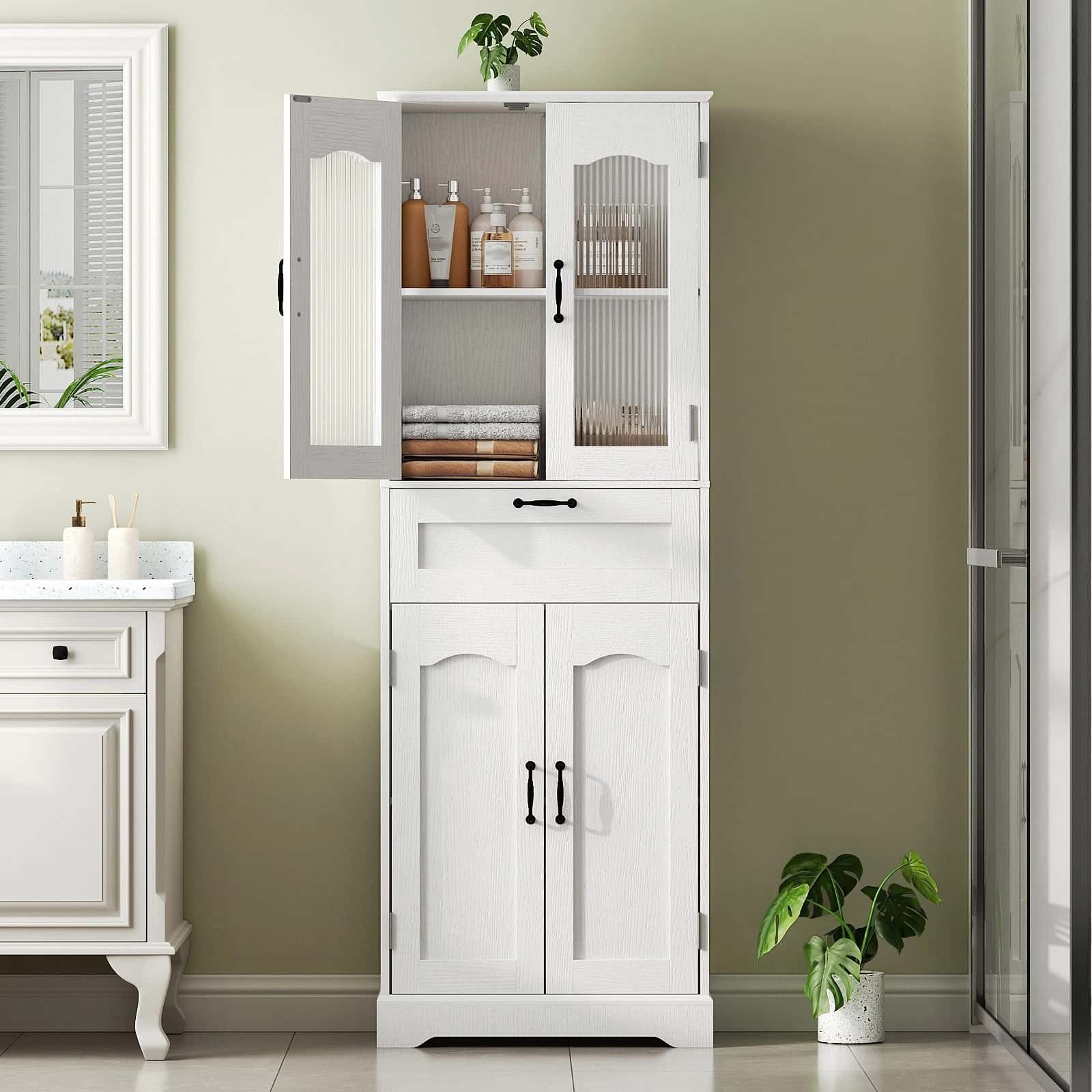 hoobro-armoire-salle-de-bain-blanche-verre-cannel image 2