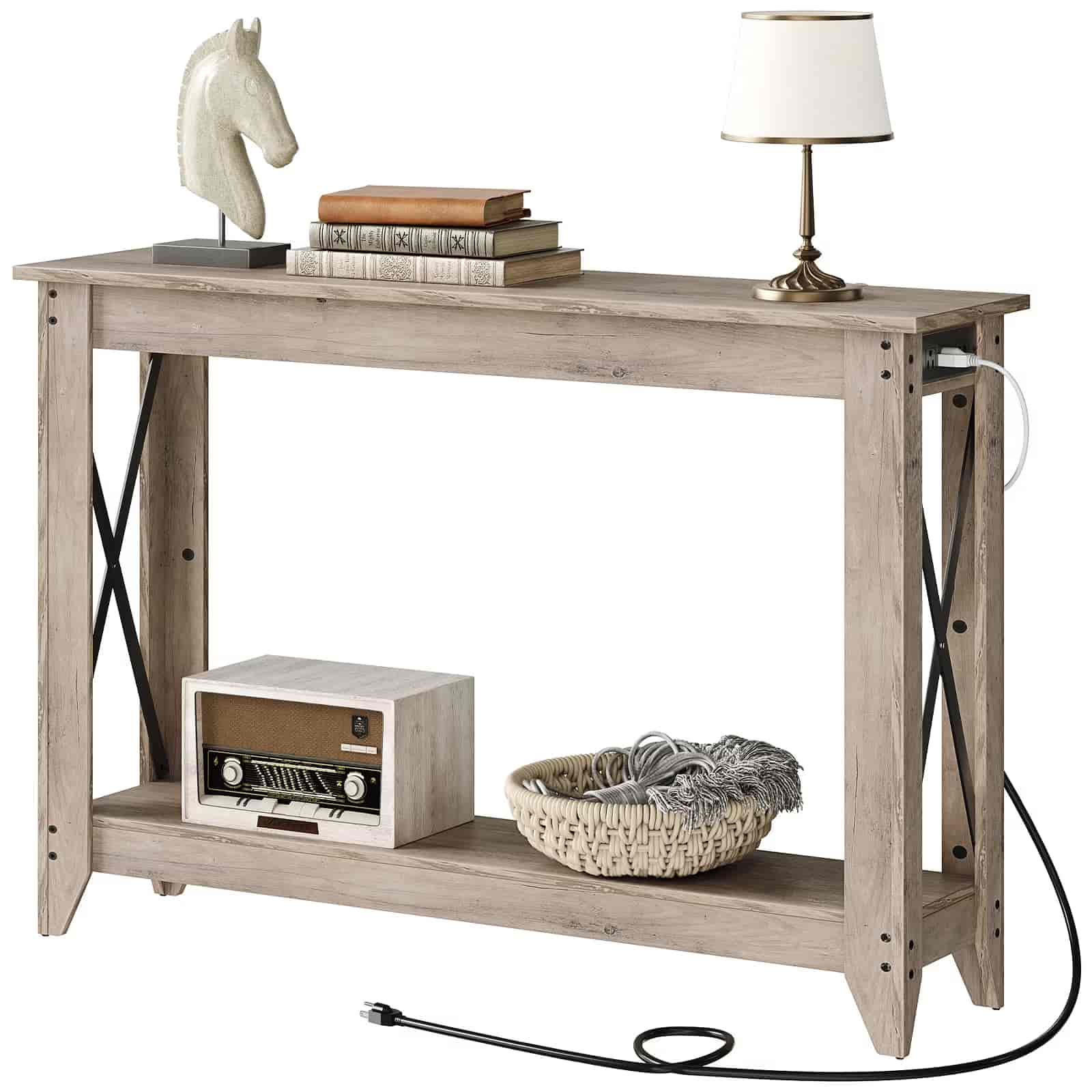 hoobro-console-table-47-2-pouces-greige-prises-usb-troite image 1