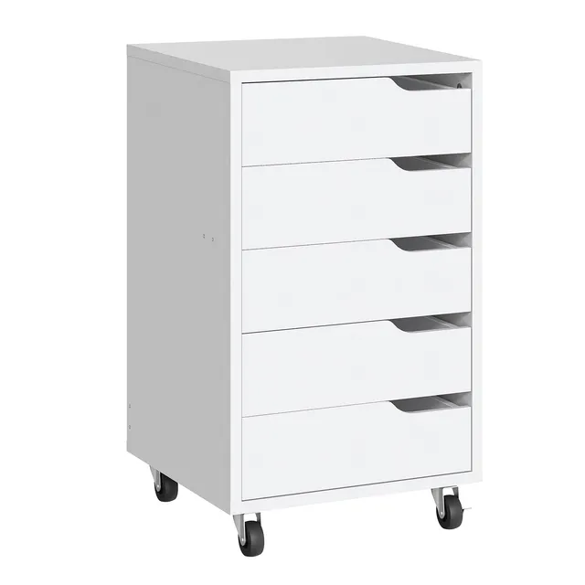 hoobro-caisson-de-bureau-mobile-5-tiroirs-blanc-roulettes image 1