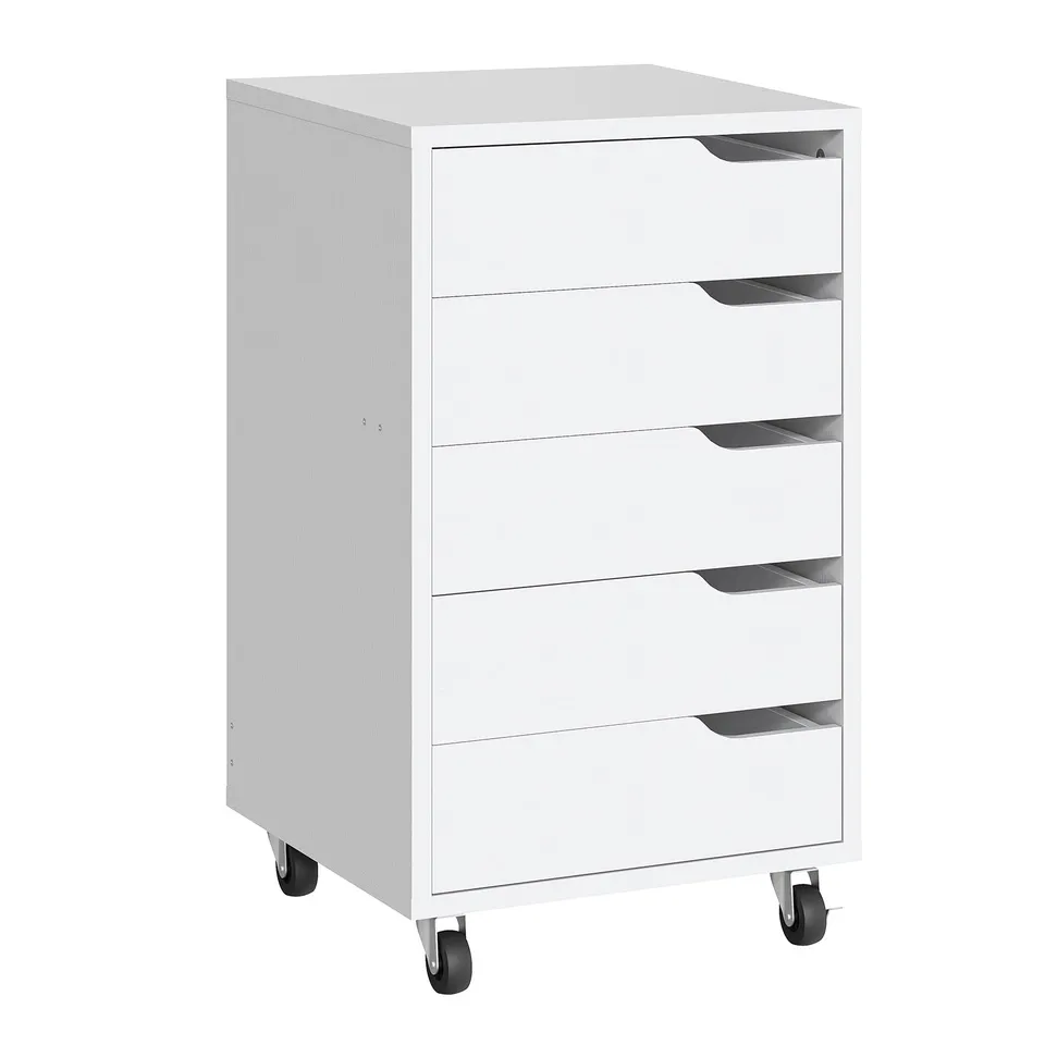 hoobro-caisson-de-bureau-mobile-5-tiroirs-blanc-roulettes image 1