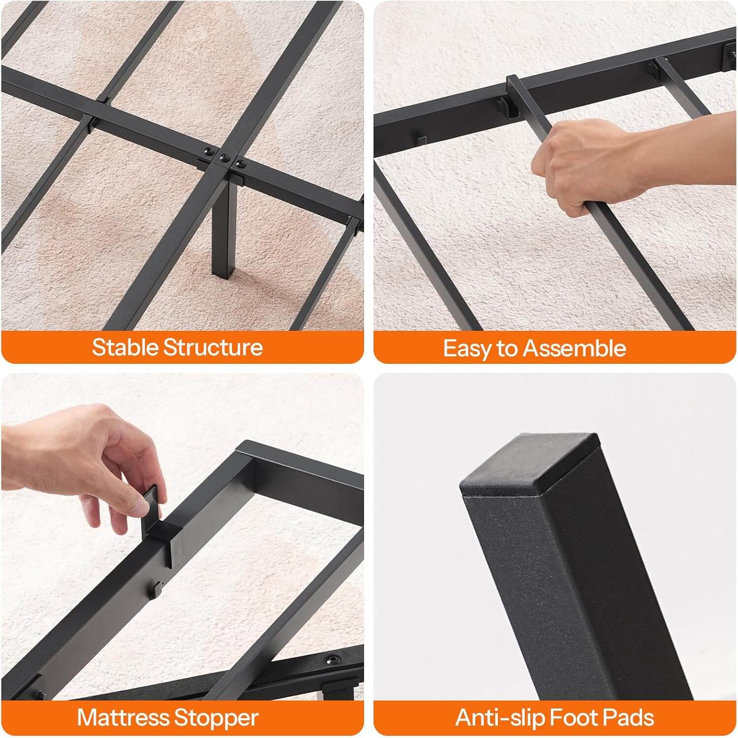 hoobro-bed-frames-lit-queen-flottant-noir-led-usb image 3