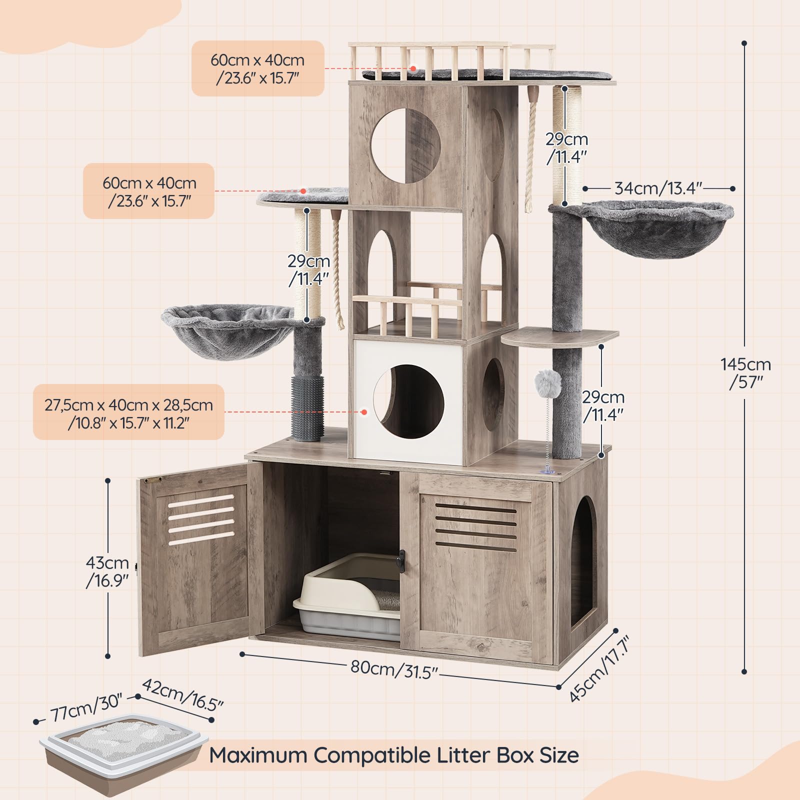 hoobro-pet-furniture-arbre-chat-greige-cache-liti-re-hamac image 3