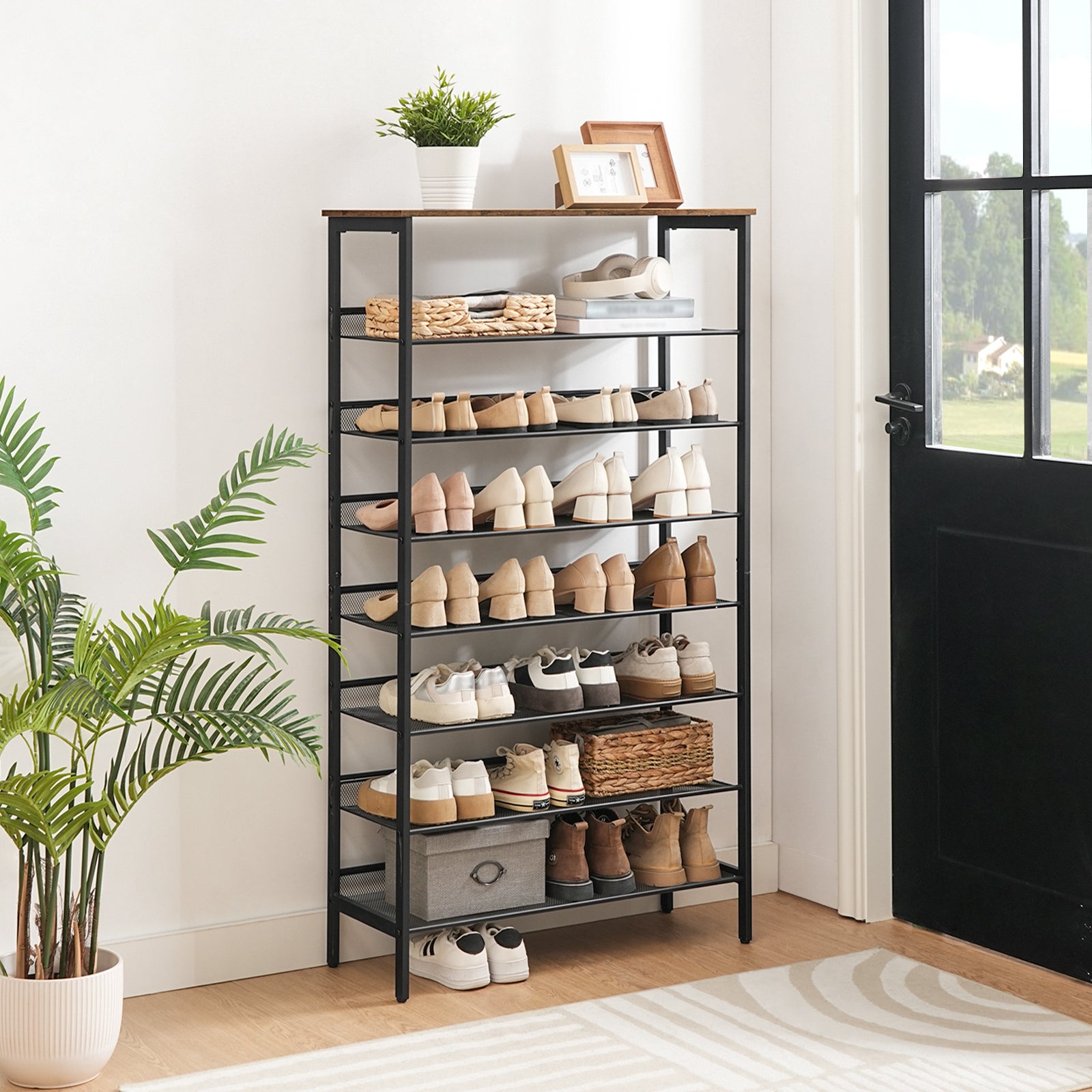 hoobro-shoe-racks-meuble-chaussures-8-niveaux-marron-29-5 image 4