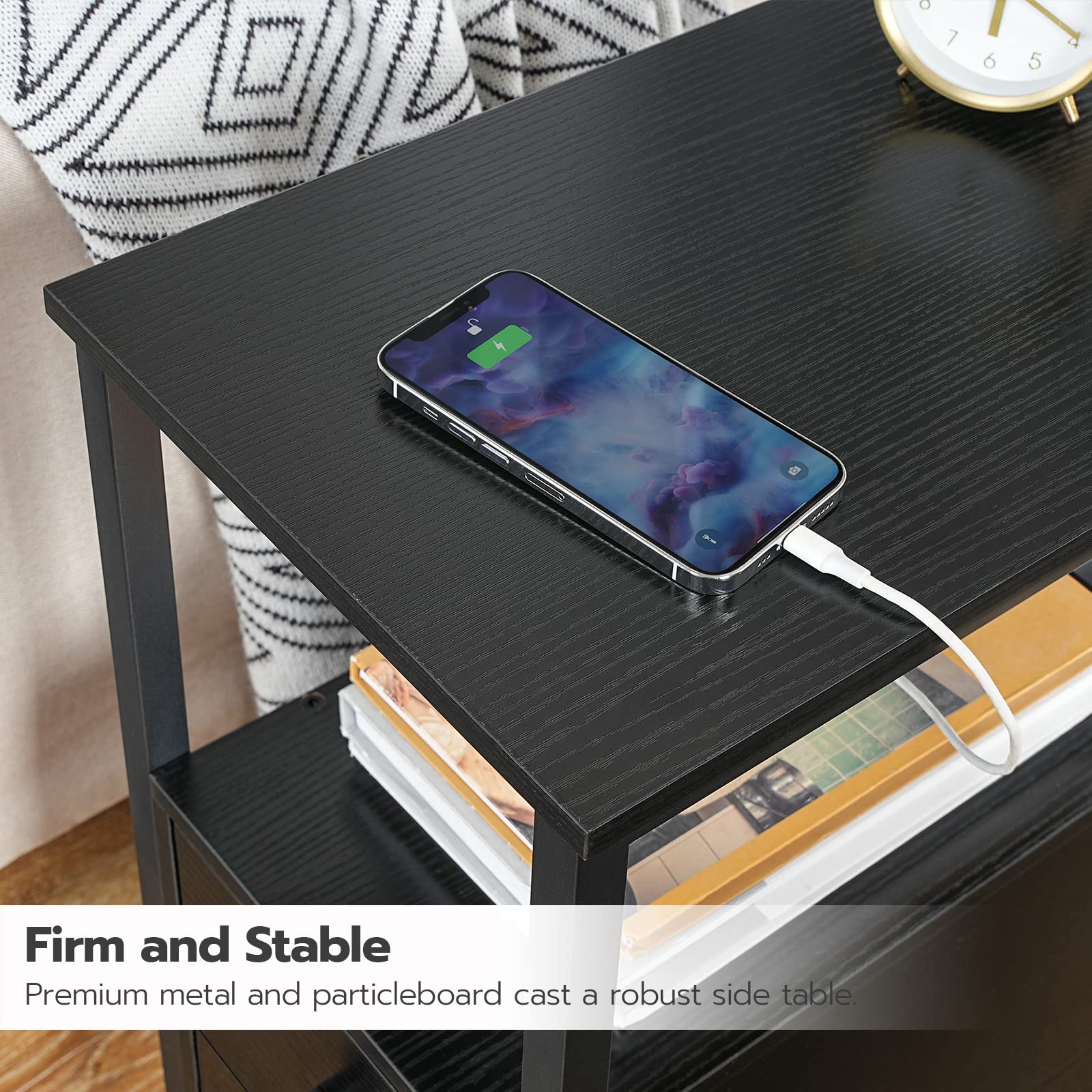hoobro-tables-de-chevet-lot-de-2-table-d-appoint-noire-prise image 8