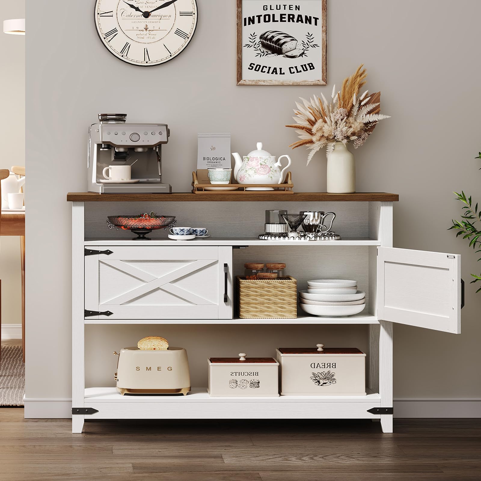 hoobro-console-table-console-blanche-120-cm-avec-placards image 5