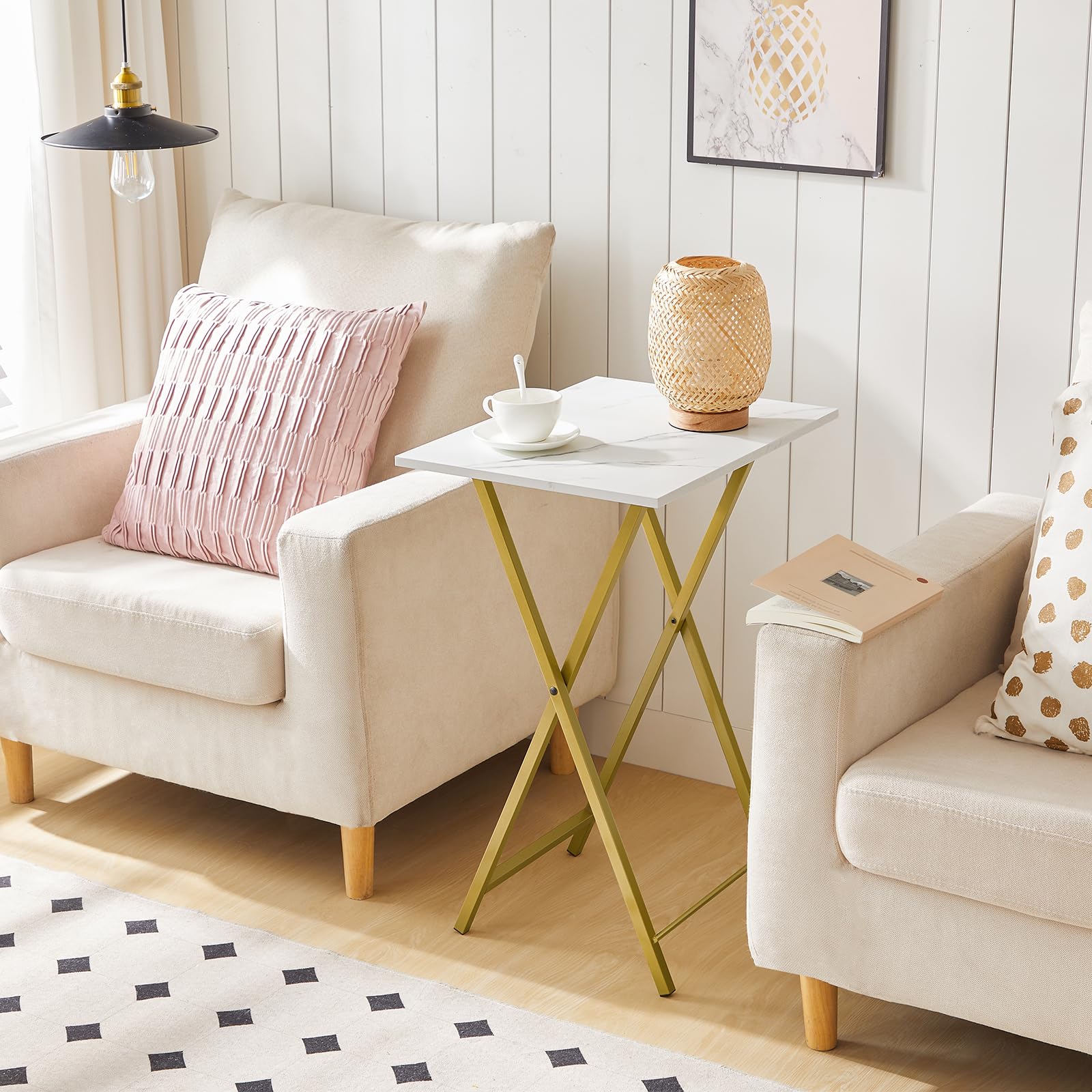 hoobro-tv-tray-tables-table-d-appoint-pliante-marbre-lot-4 image 4
