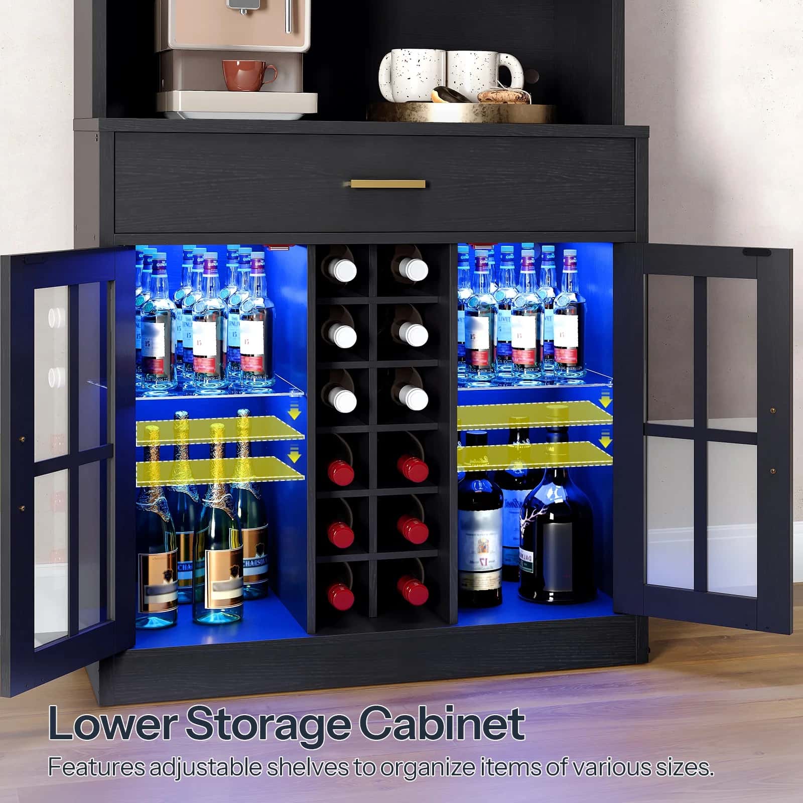 hoobro-kitchen-furniture-meuble-bar-cuisine-noir-led-porte-verres image 6