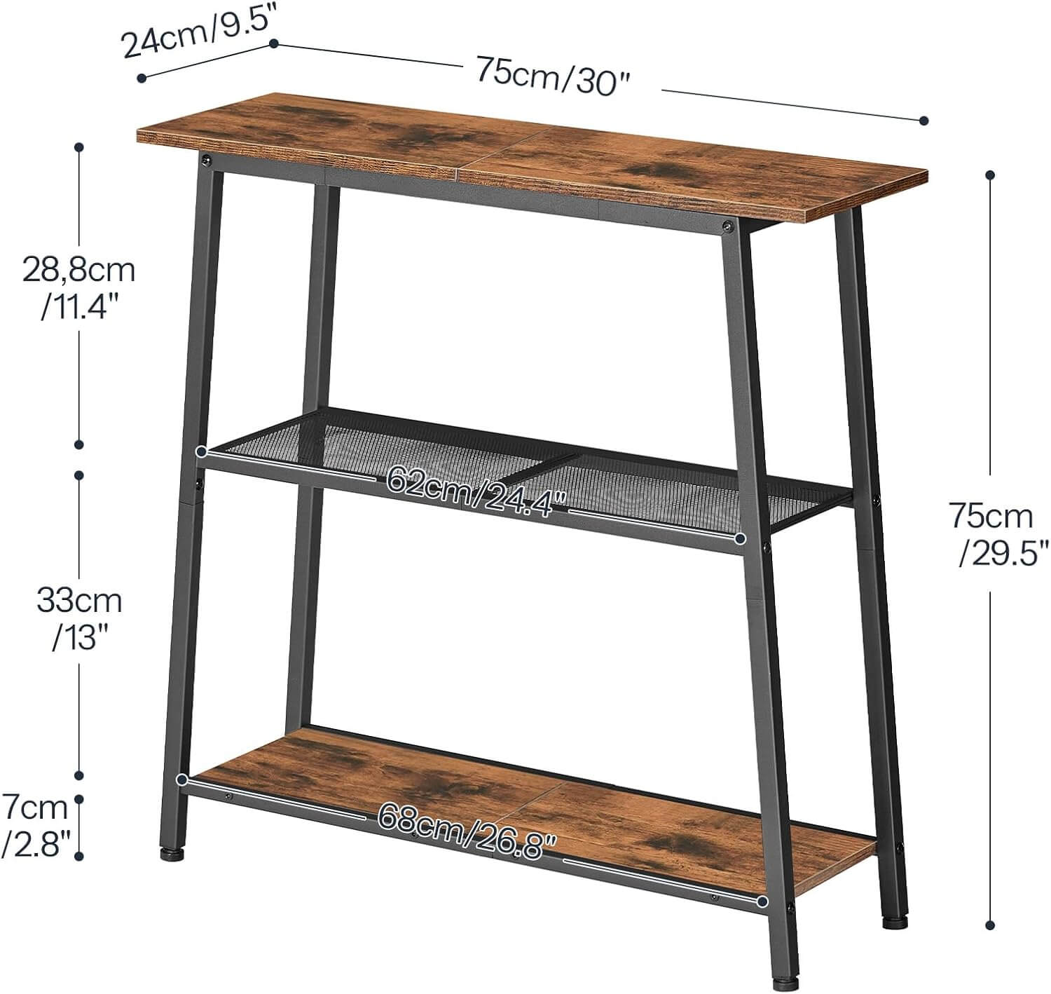 hoobro-console-table-console-entr-e-marron-3-niveaux-troite image 3