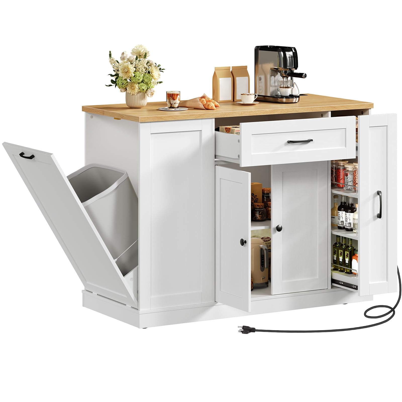 hoobro-kitchen-furniture-lot-cuisine-blanc-roulettes image 1
