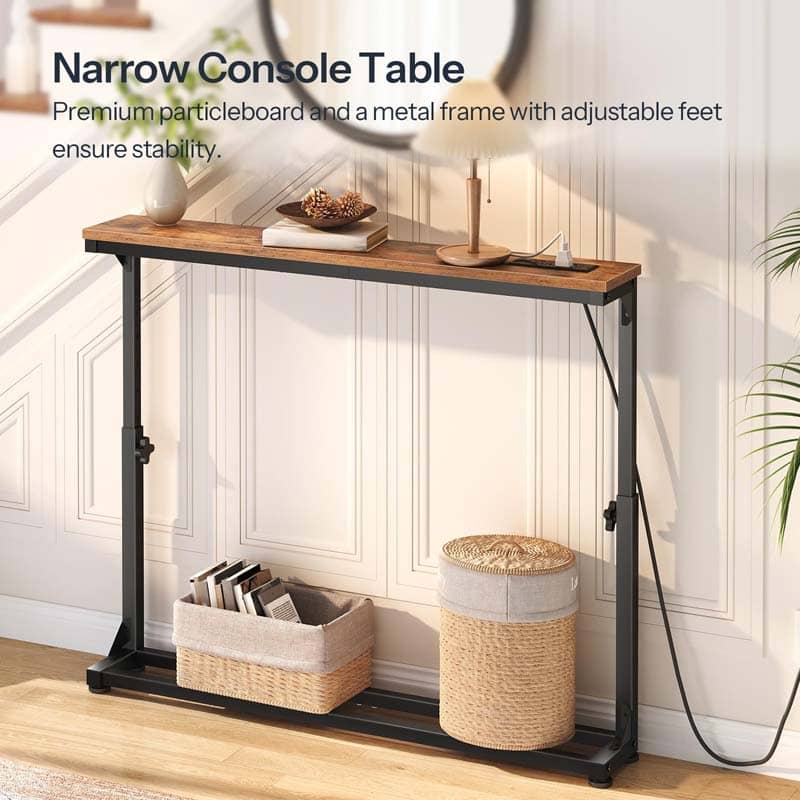 hoobro-console-table-console-troite-marron-avec-prises image 2