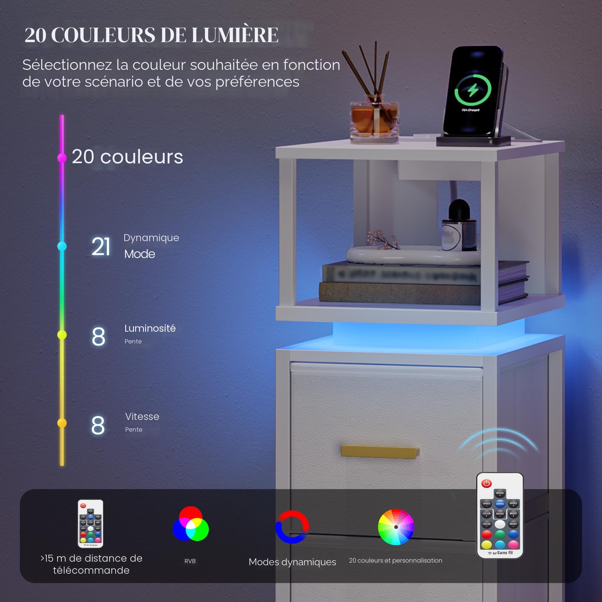 hexcelen-lot-2-tables-de-chevet-blanches-led-usb-24-cm image 7