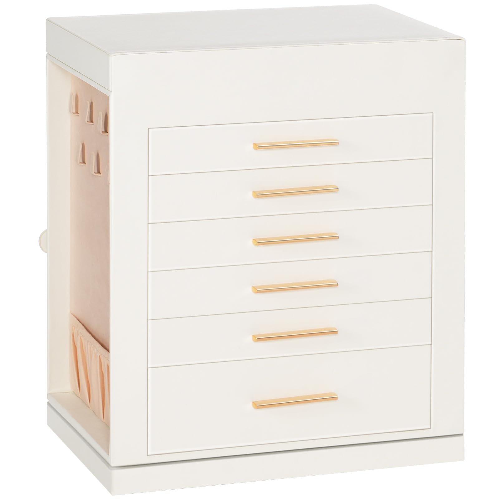 hoobro-jewelry-boxes-bo-te-bijoux-blanche-pivotante-6-tiroirs image 3