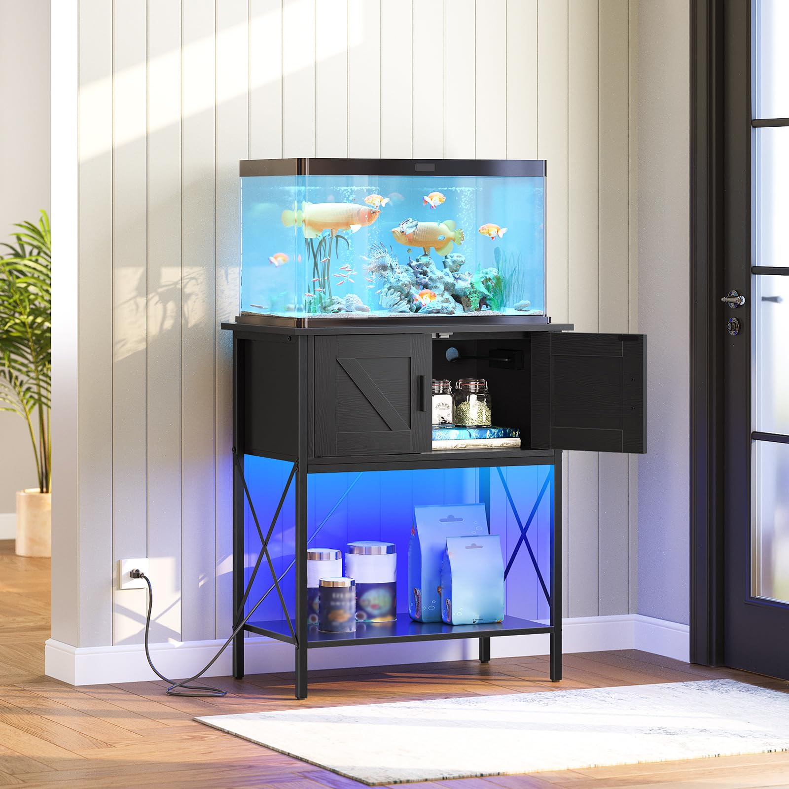hoobro-fish-tank-stands-meuble-aquarium-20-gallons-led-noir image 4