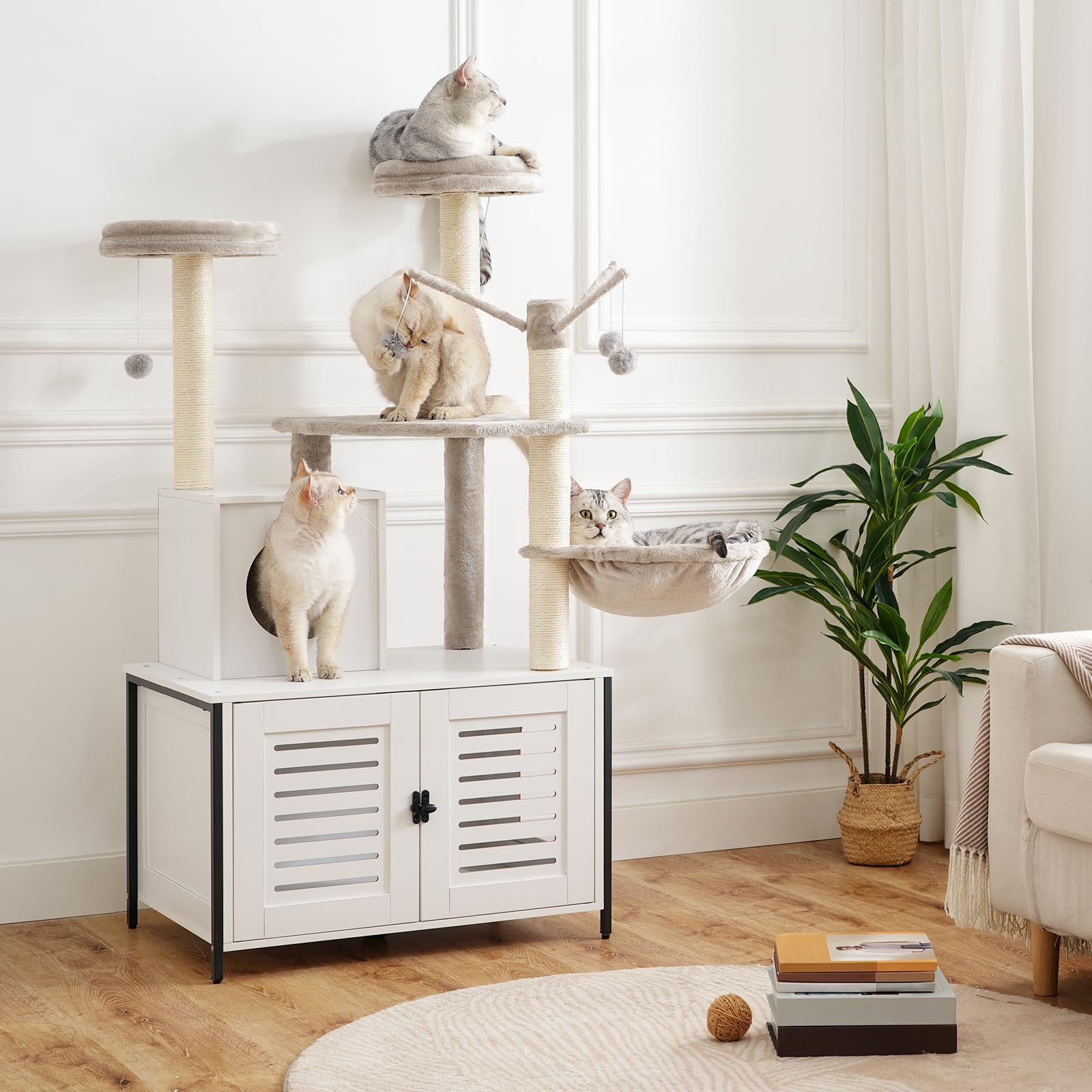 hoobro-arbre-chat-bois-blanc-avec-meuble-liti-re image 2