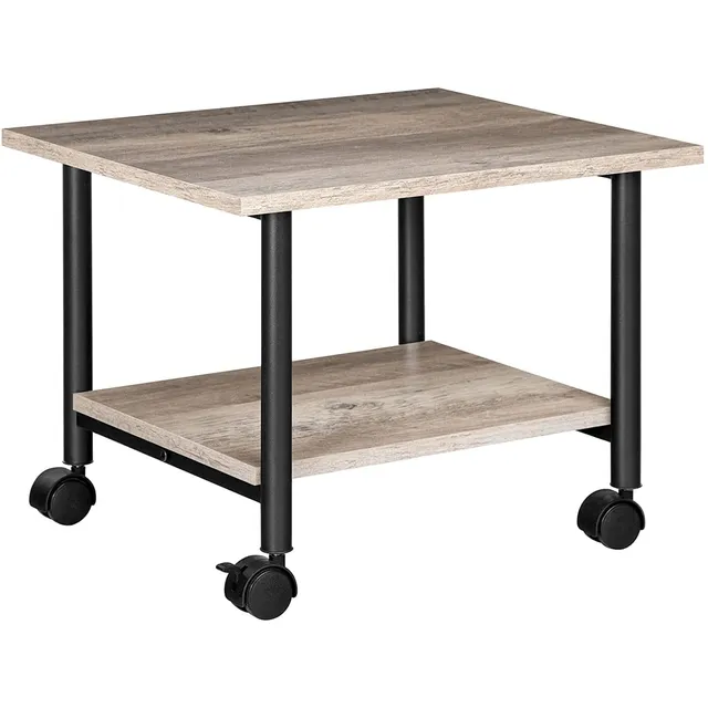 hoobro-support-imprimante-2-niveaux-desserte-greige-industriel image 1