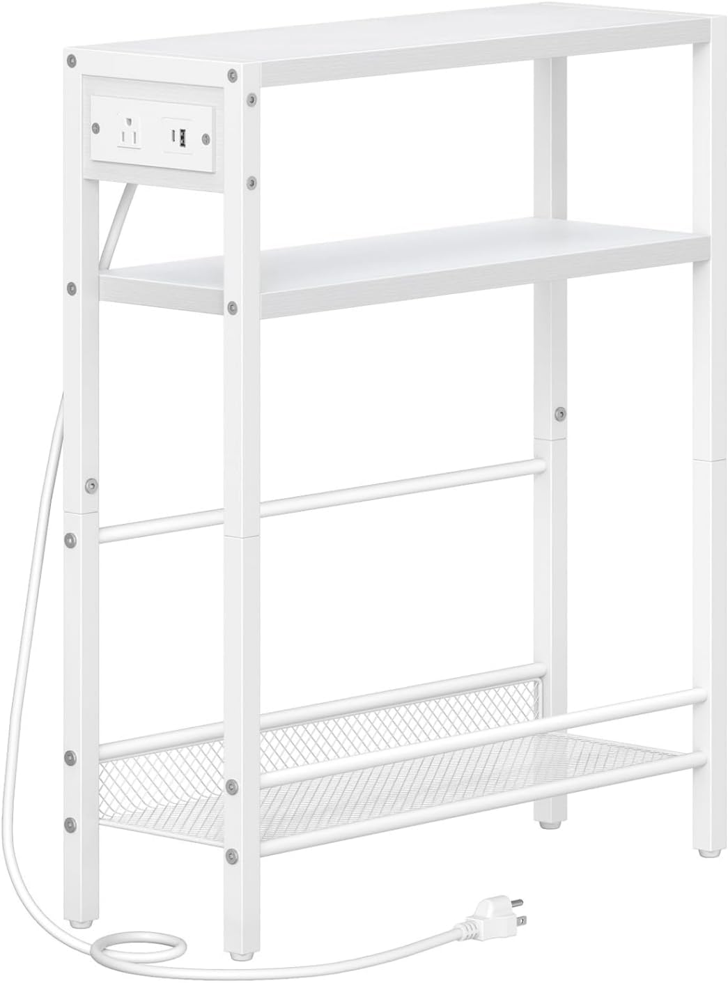 hoobro-wt102ubz01-table-d-appoint-blanche-avec-prise-usb image 1