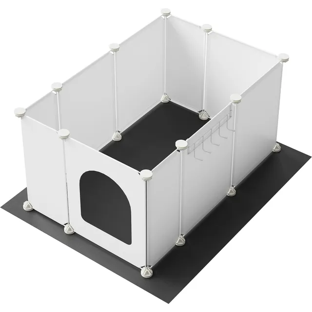 hoobro-pet-furniture-meuble-liti-re-chat-blanc-avec-tapis image 1