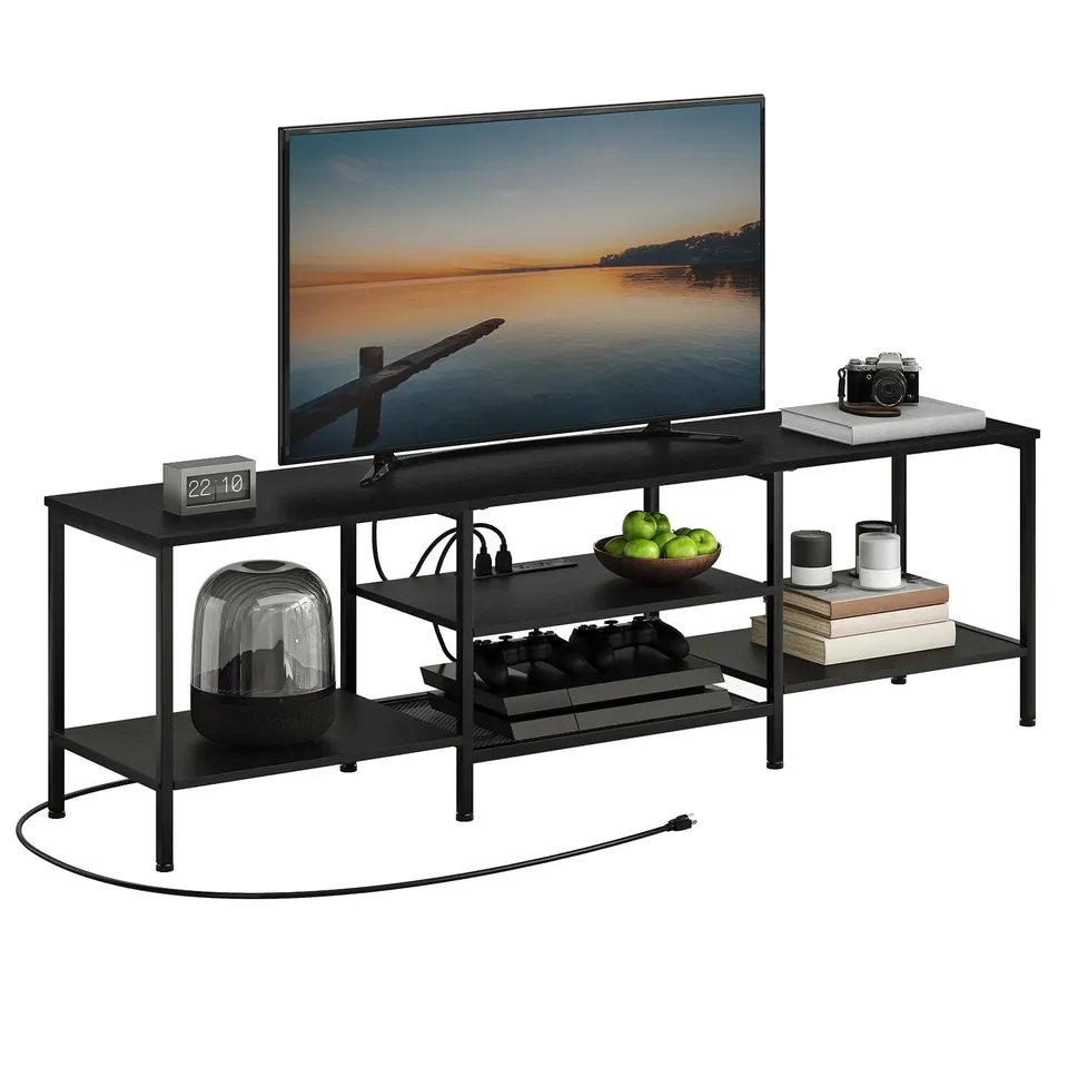 hoobro-tv-stands-meuble-tv-75-pouces-noir-bb80ds01-avec-prises image 1