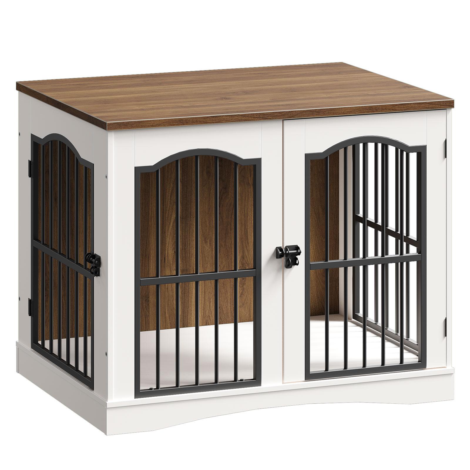 hoobro-cage-chien-meuble-bois-blanc-2-en-1-s-parable image 3