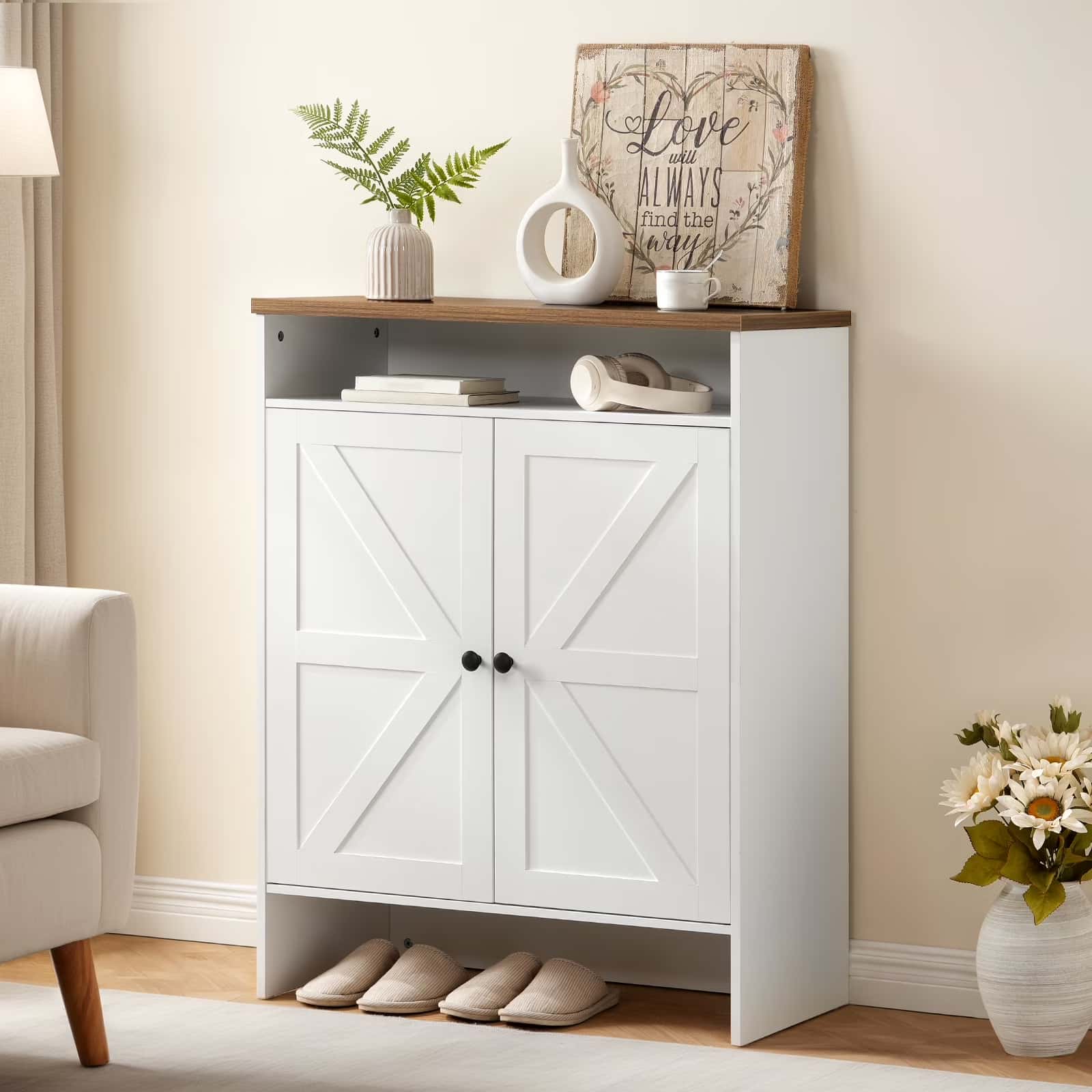 hoobro-shoe-racks-meuble-chaussures-blanc-farmhouse image 2
