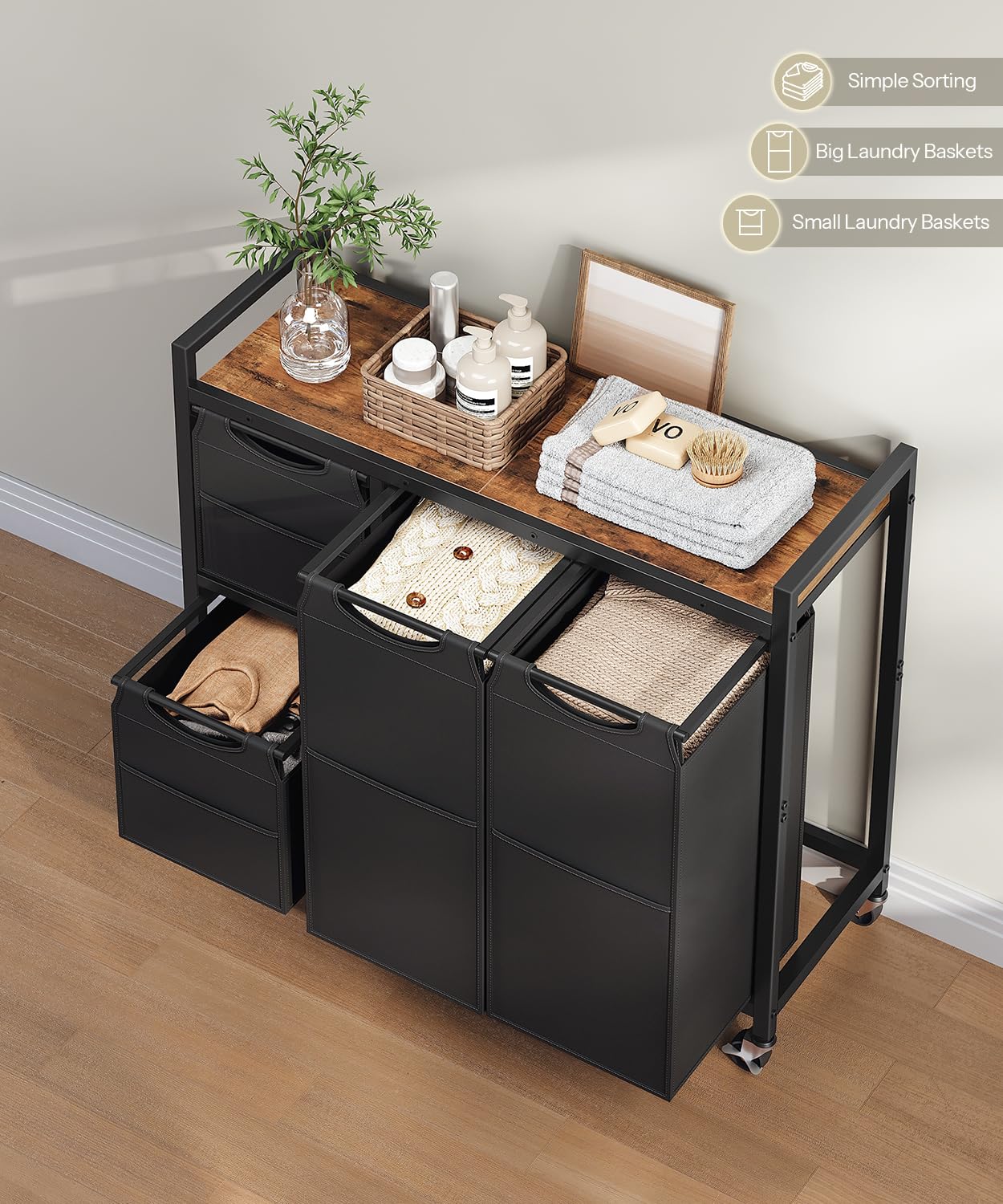 hoobro-bf14xy01n1-panier-linge-4-bacs-marron-127-l image 4