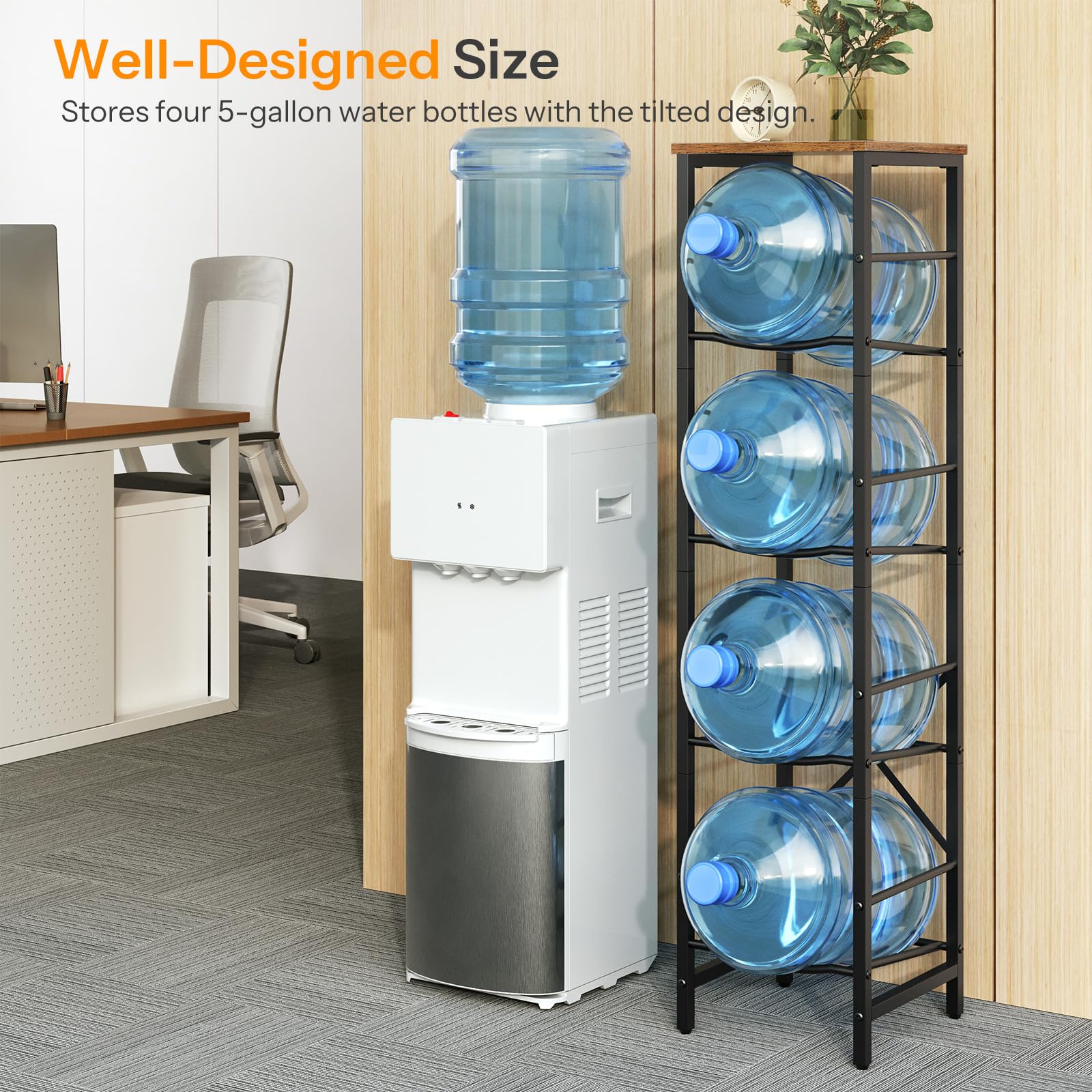 hoobro-storage-racks-porte-bonbonnes-eau-4-niveaux-marron image 4