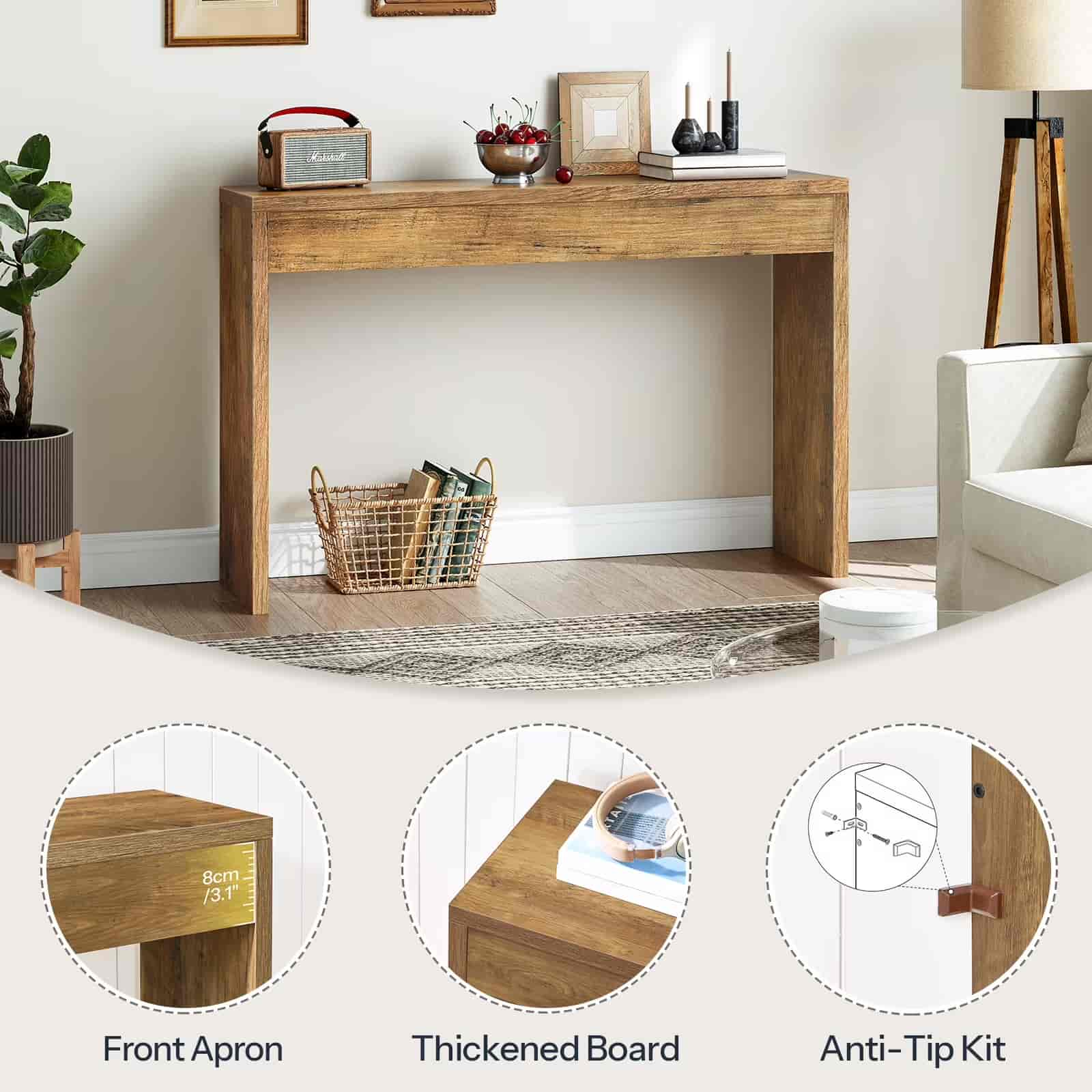 hoobro-console-table-120-cm-console-entr-e-marron-minimaliste image 8