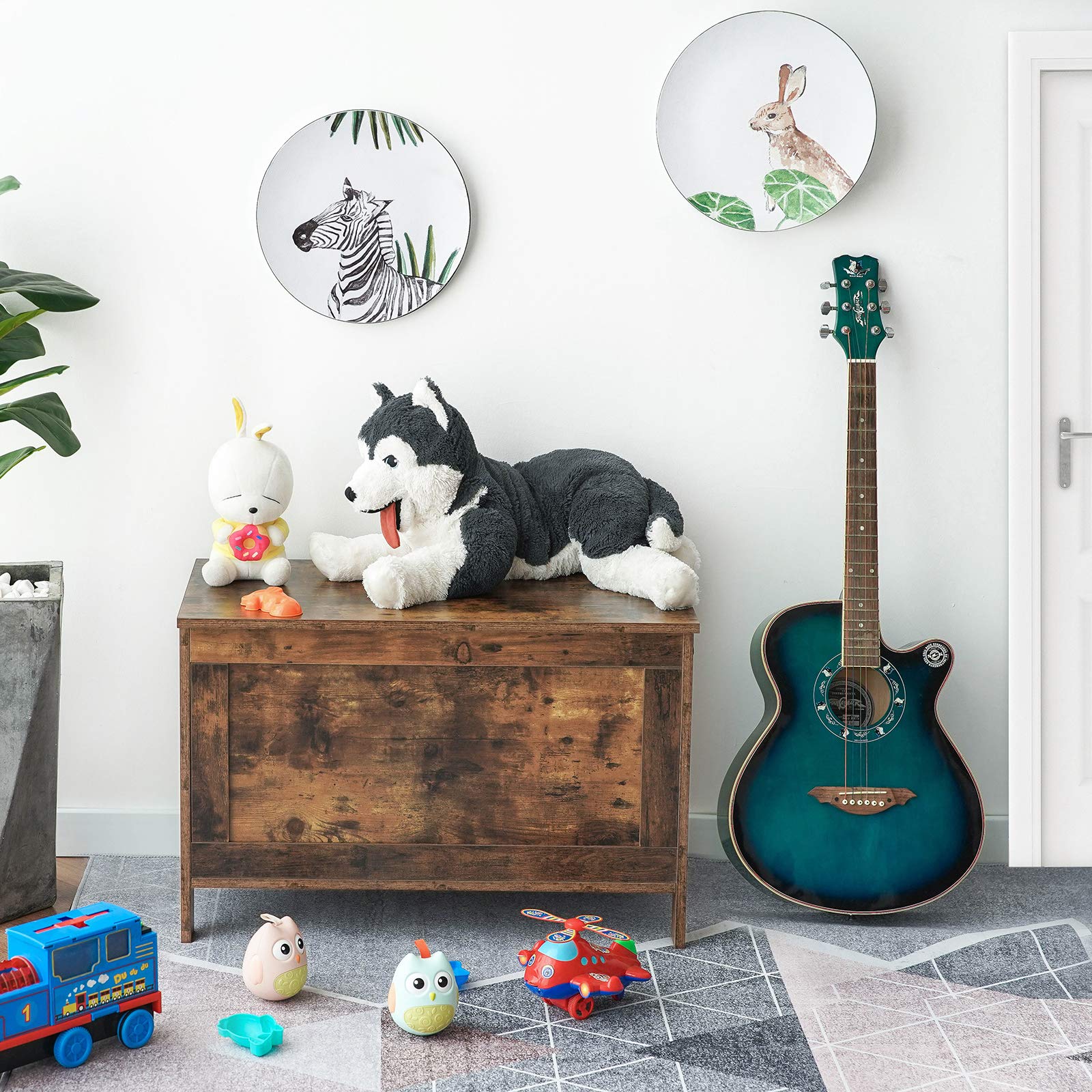hoobro-storage-benches-coffre-jouets-bois-banc-marron image 4