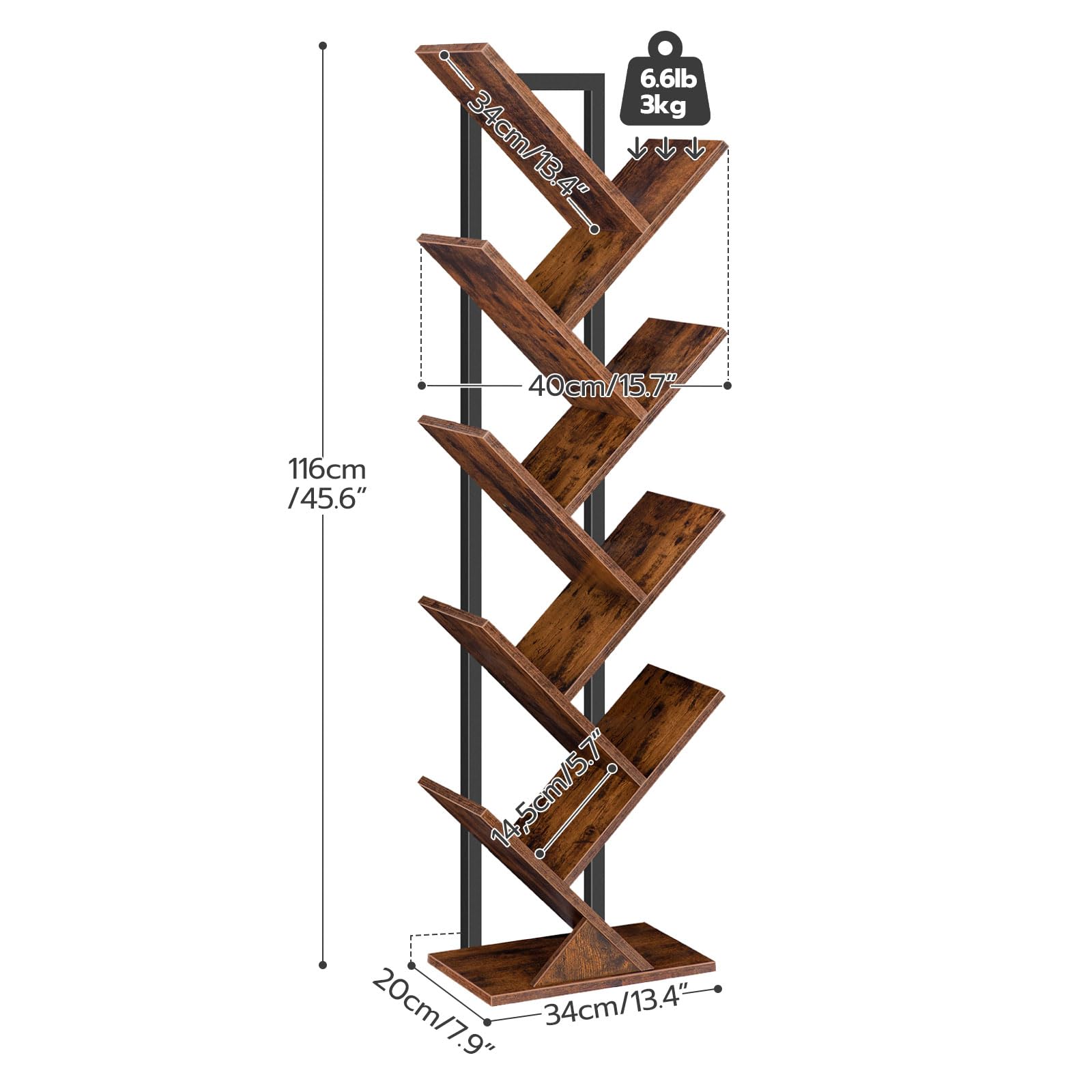 hoobro-bookshelves-biblioth-que-arbre-9-tag-res-marron image 3