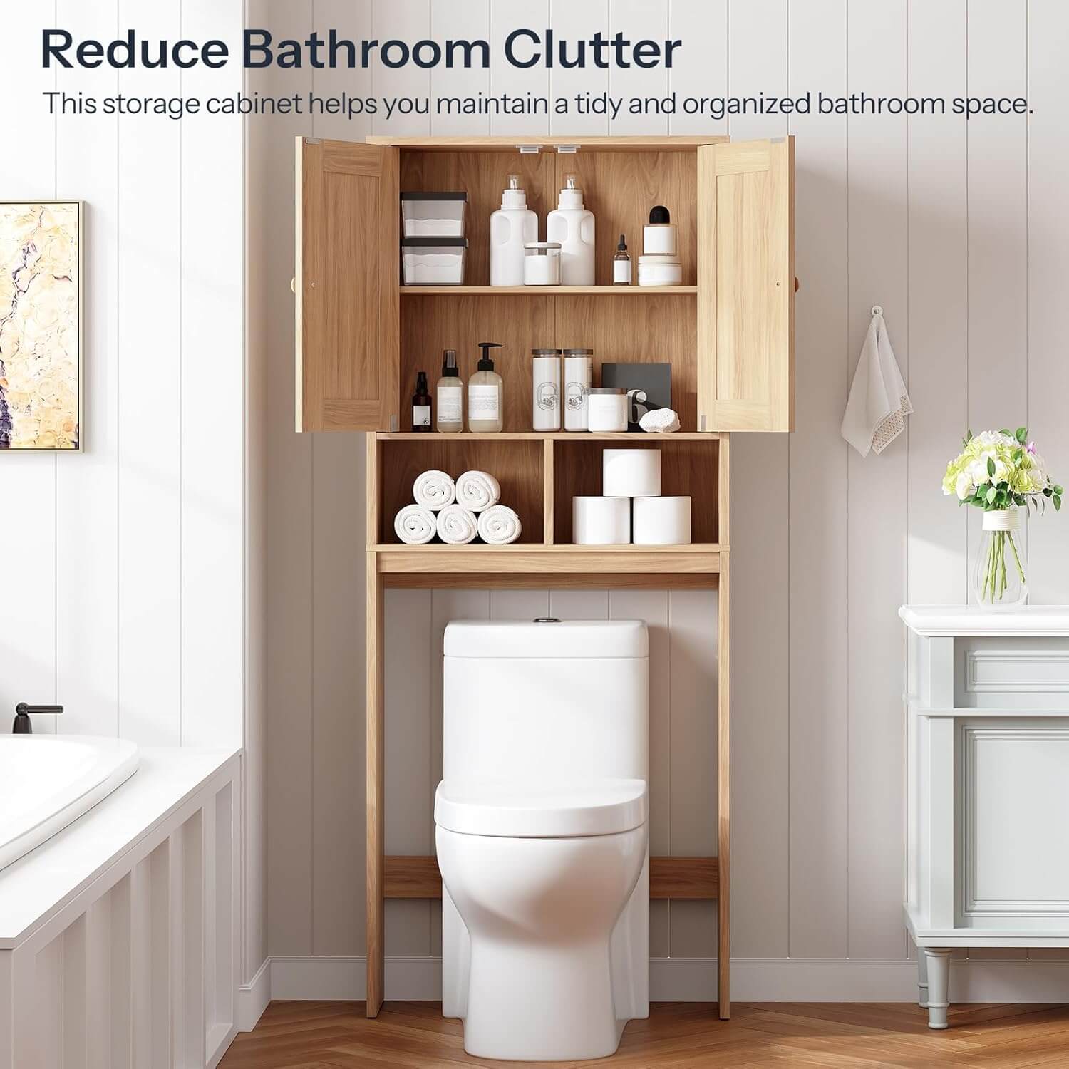 hoobro-meuble-wc-portes-effet-rotin-naturel image 7