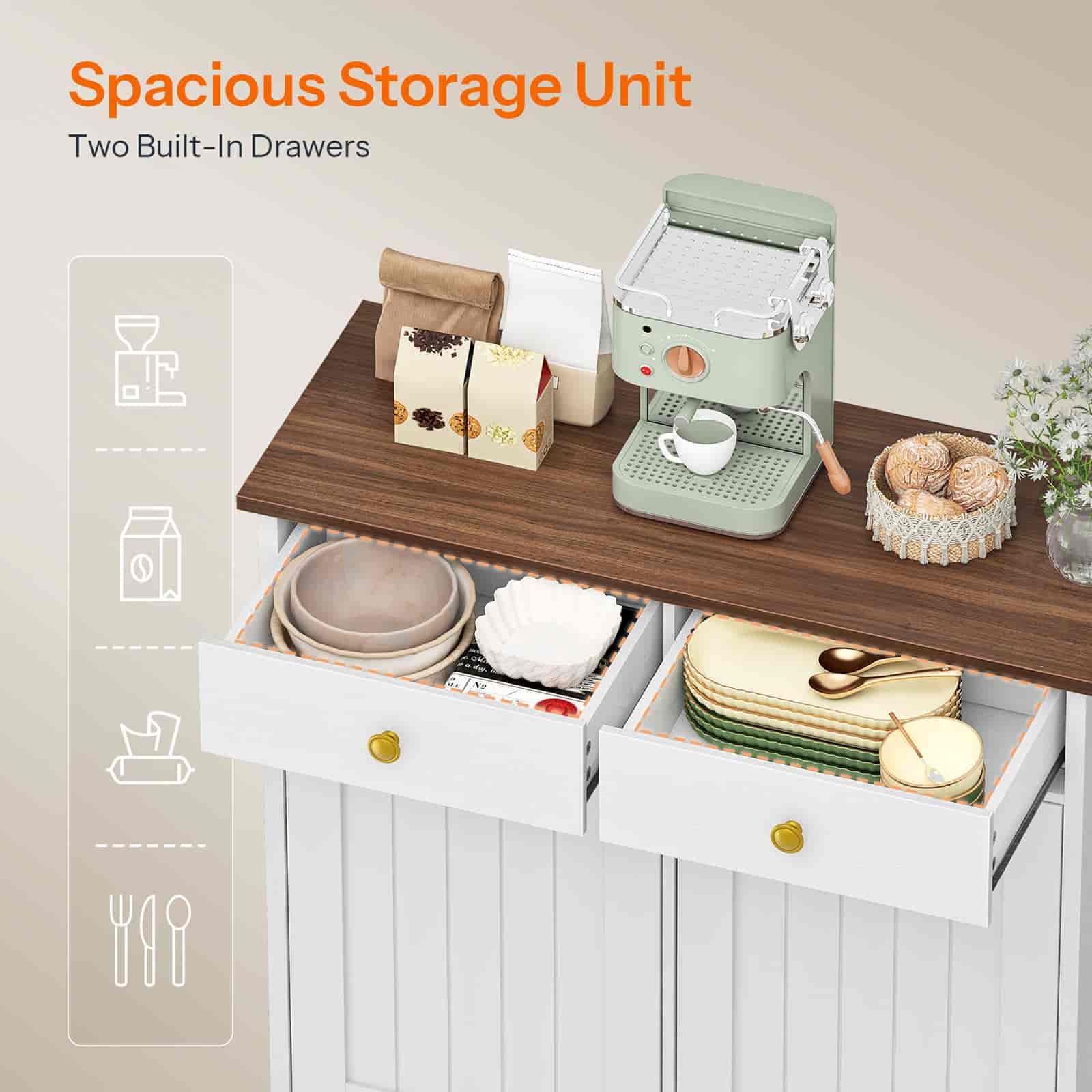 hoobro-kitchen-furniture-meuble-poubelle-double-blanc-2-tiroirs image 6