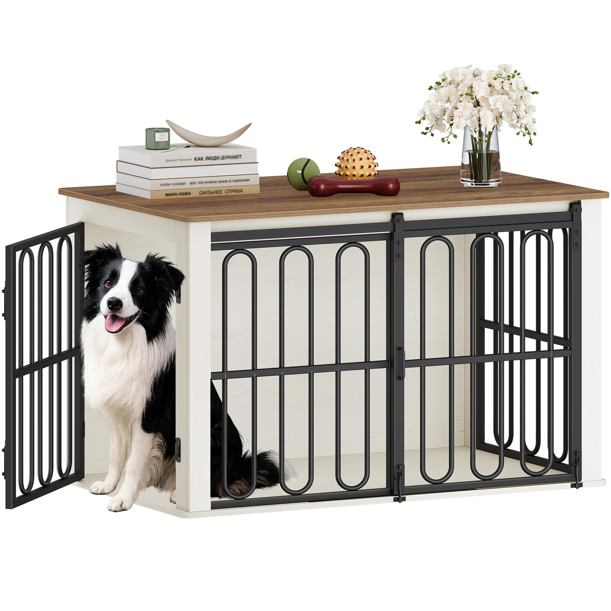 hexcelen-cage-chien-blanc-et-marron-100-cm-appoint image 7