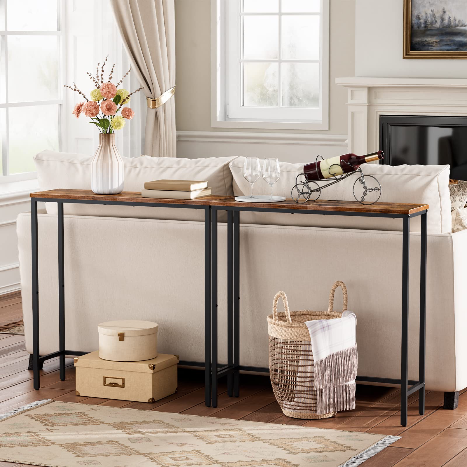 hoobro-console-table-console-entr-e-marron-troite image 8