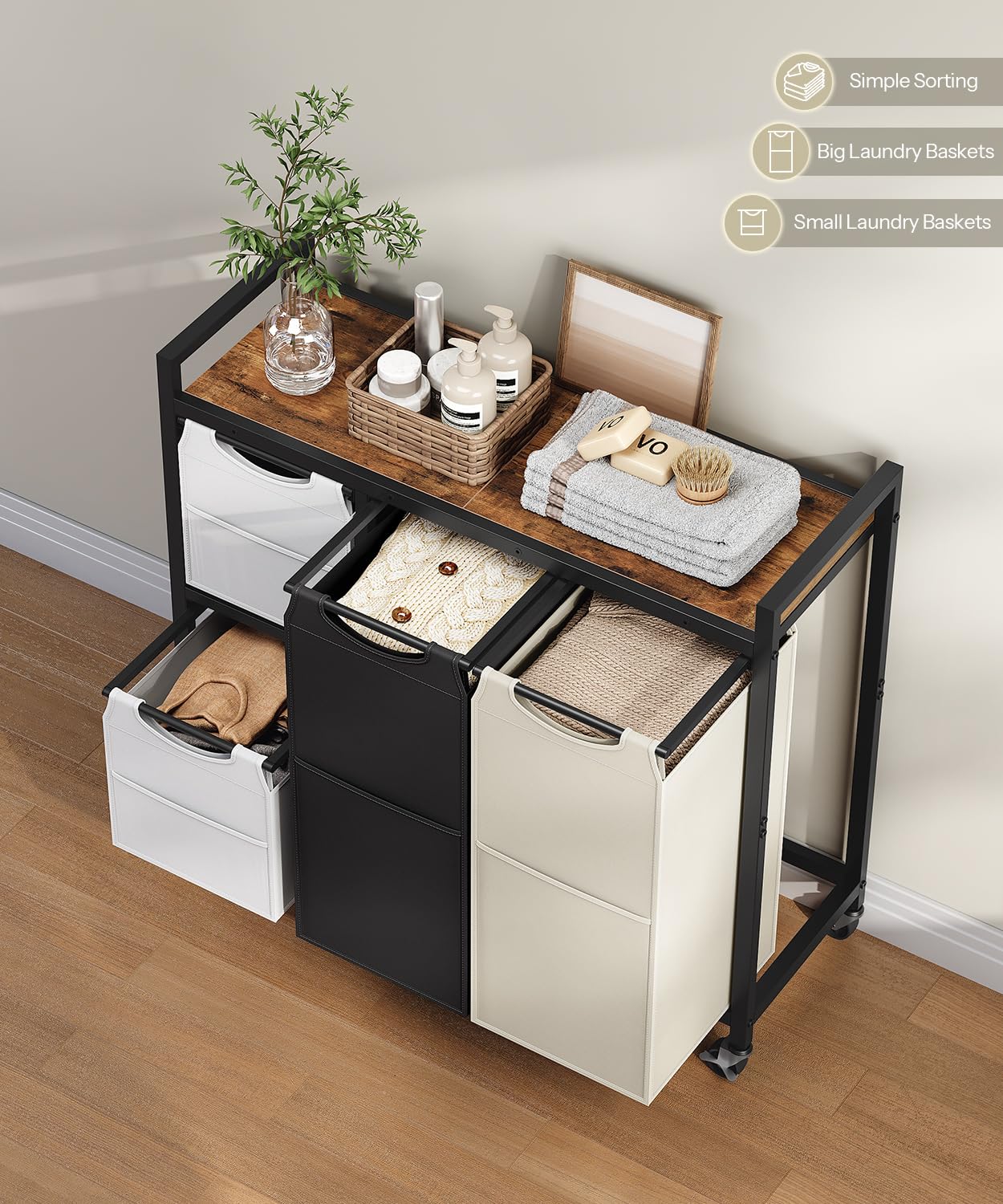 hoobro-panier-linge-4-bacs-blanc-147-l-bfe14xy01n1-roulettes image 4